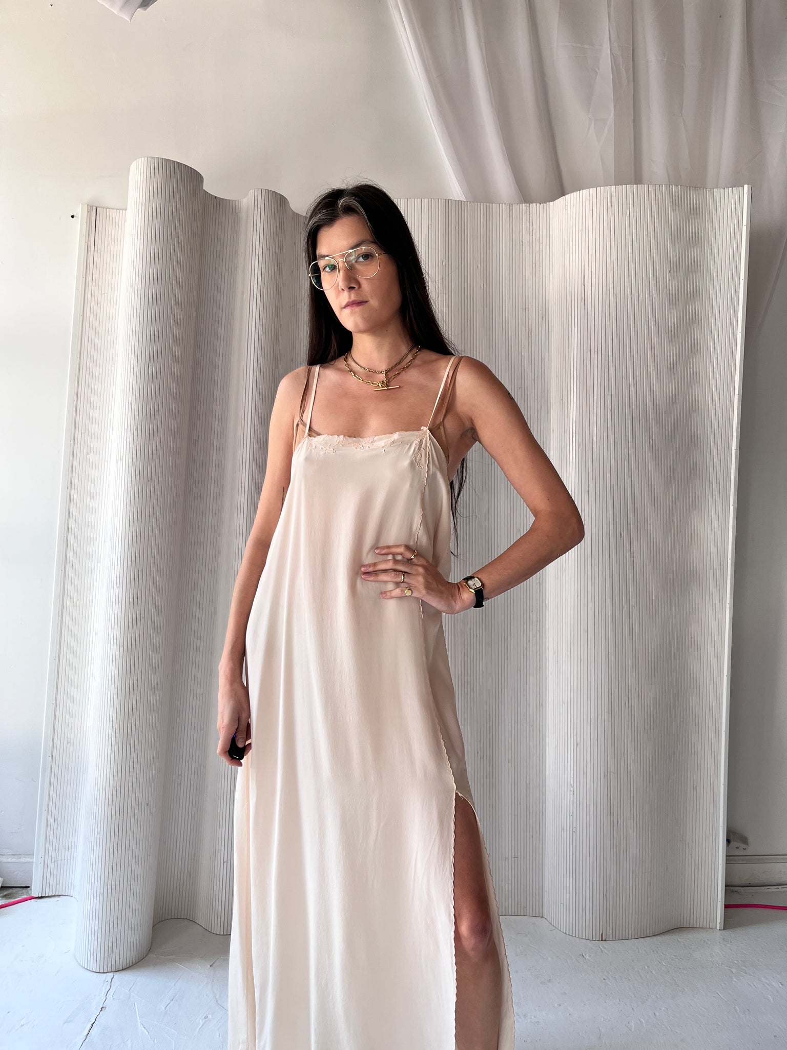 1930s blush silk slip