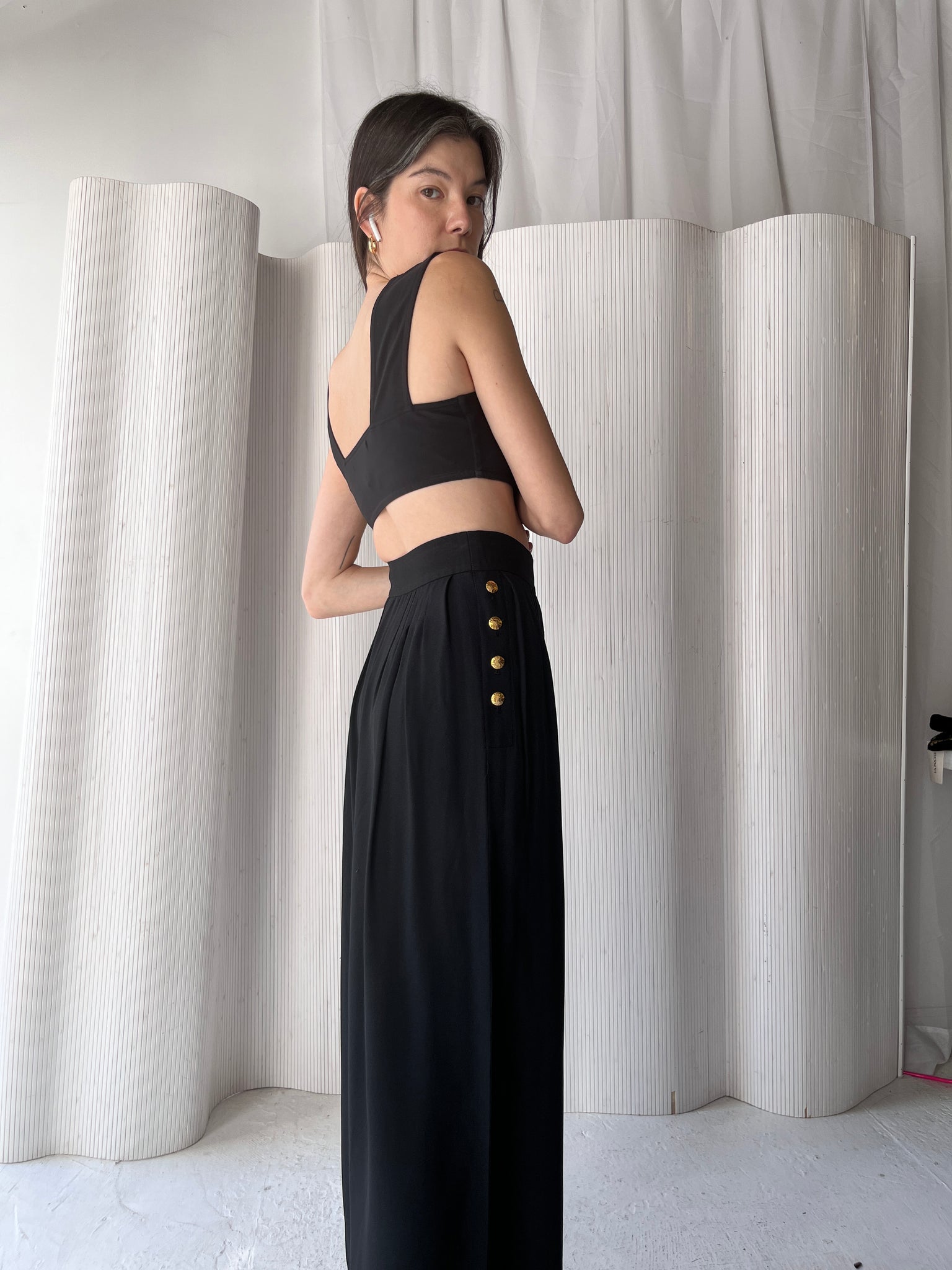 YSL crepe wide leg pants