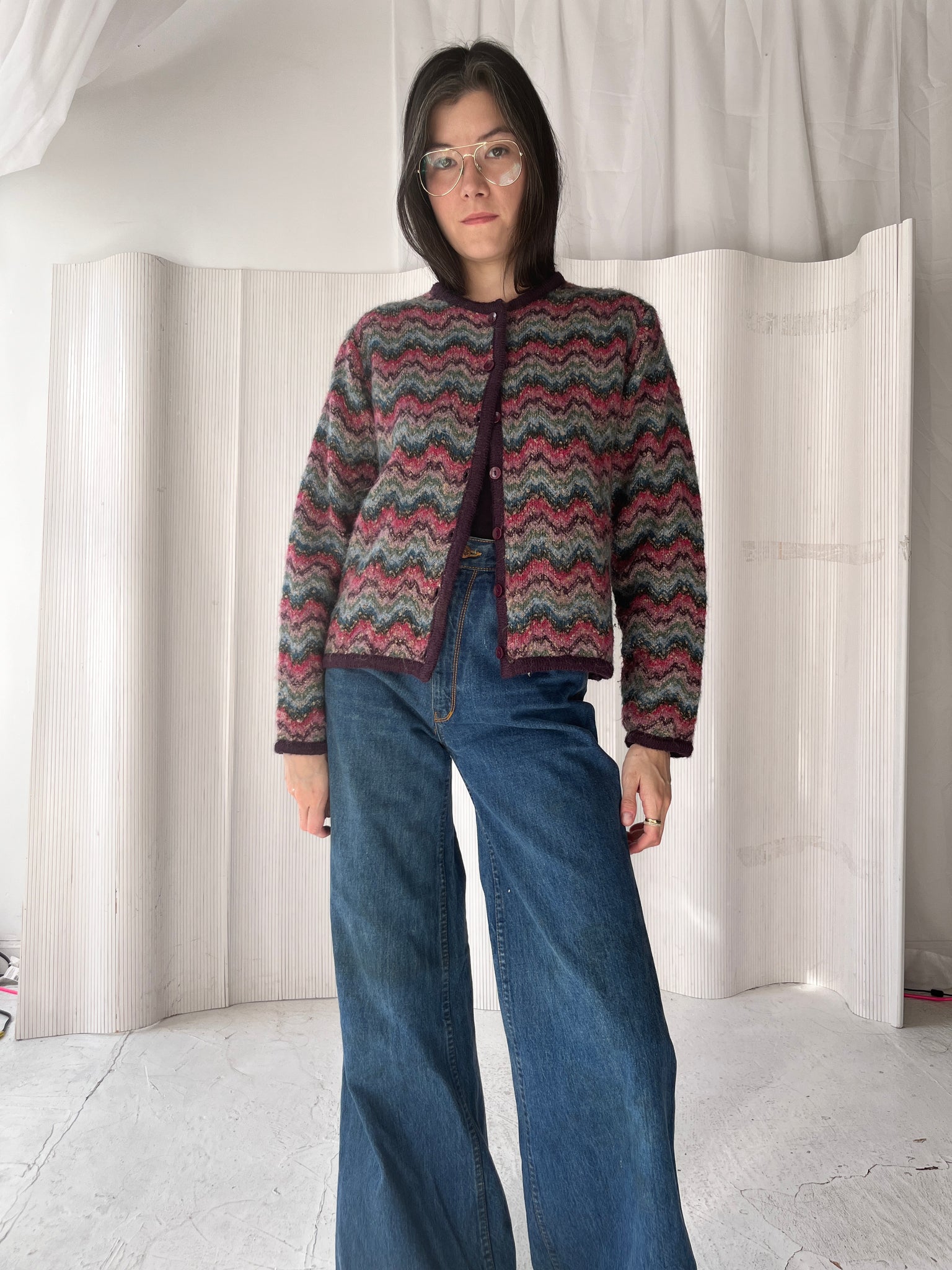 Missoni-esque boucle mohair cardigan