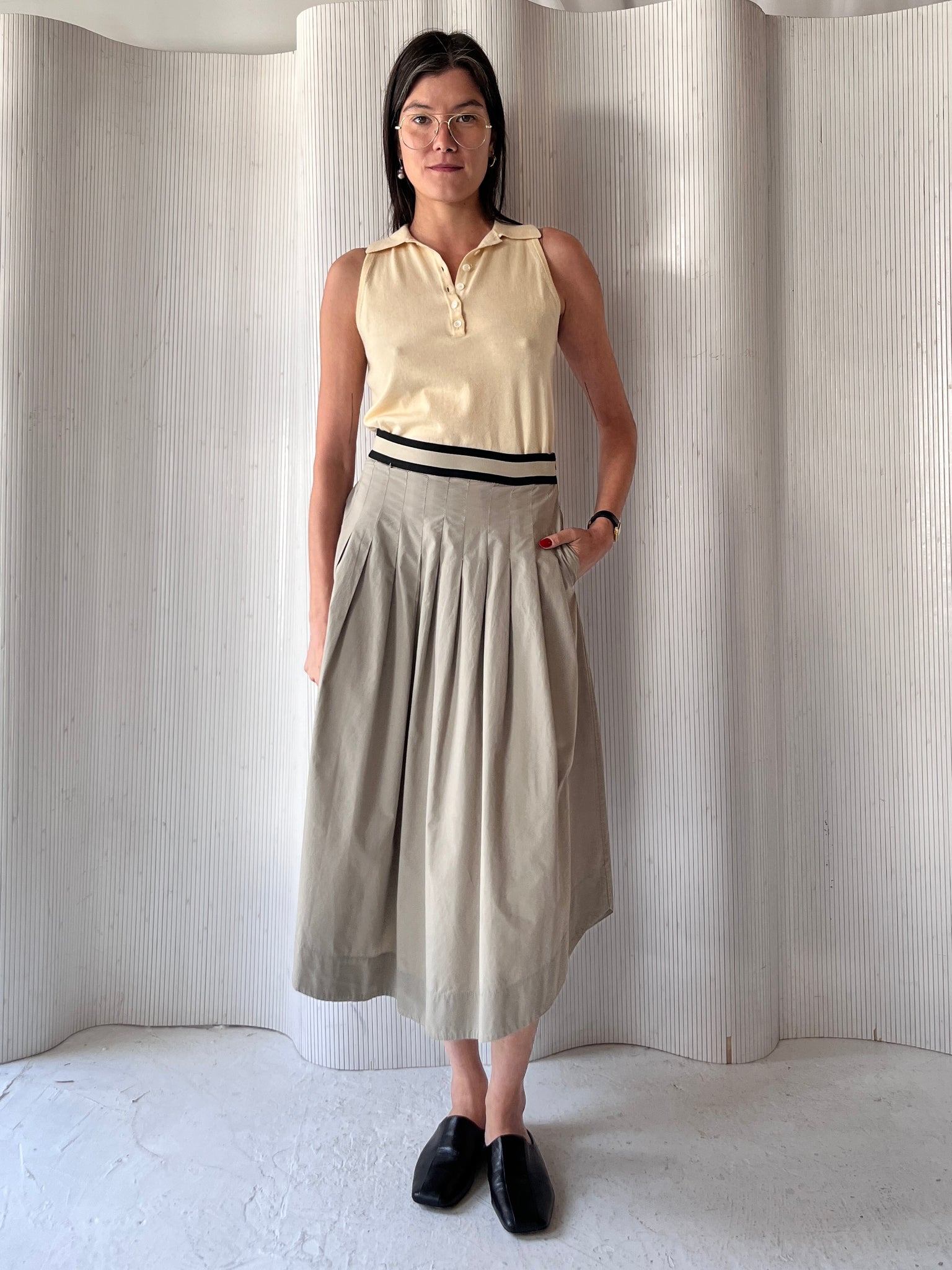 Pleated Skirt with Elastic Waist