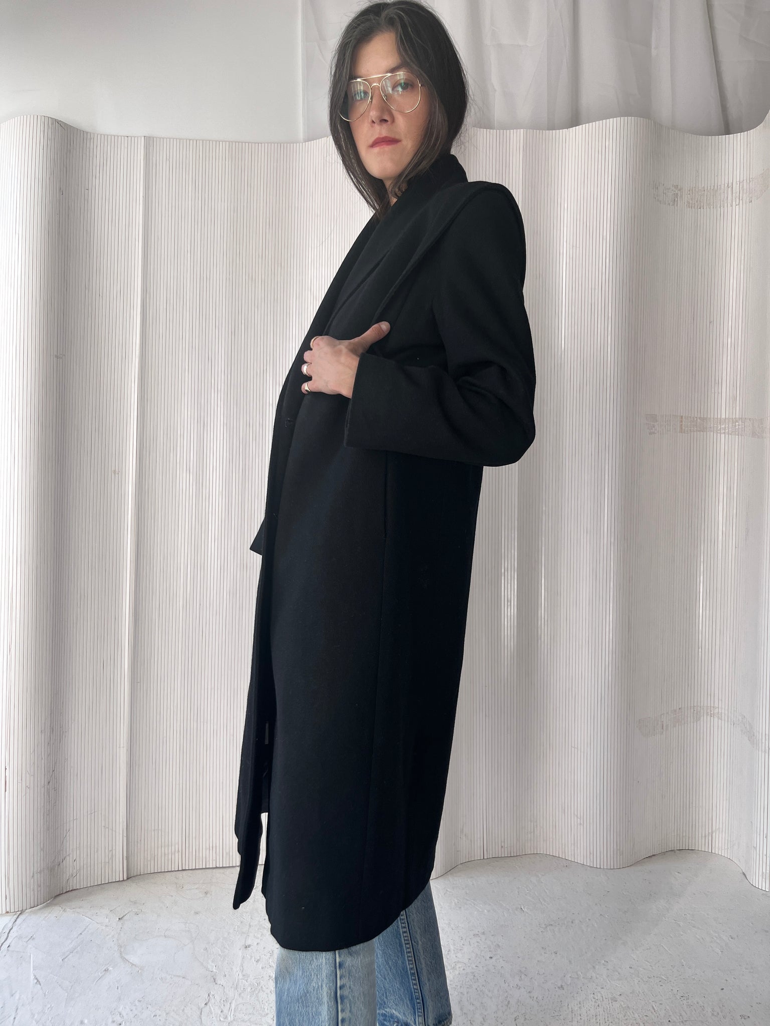 Black long wool coat