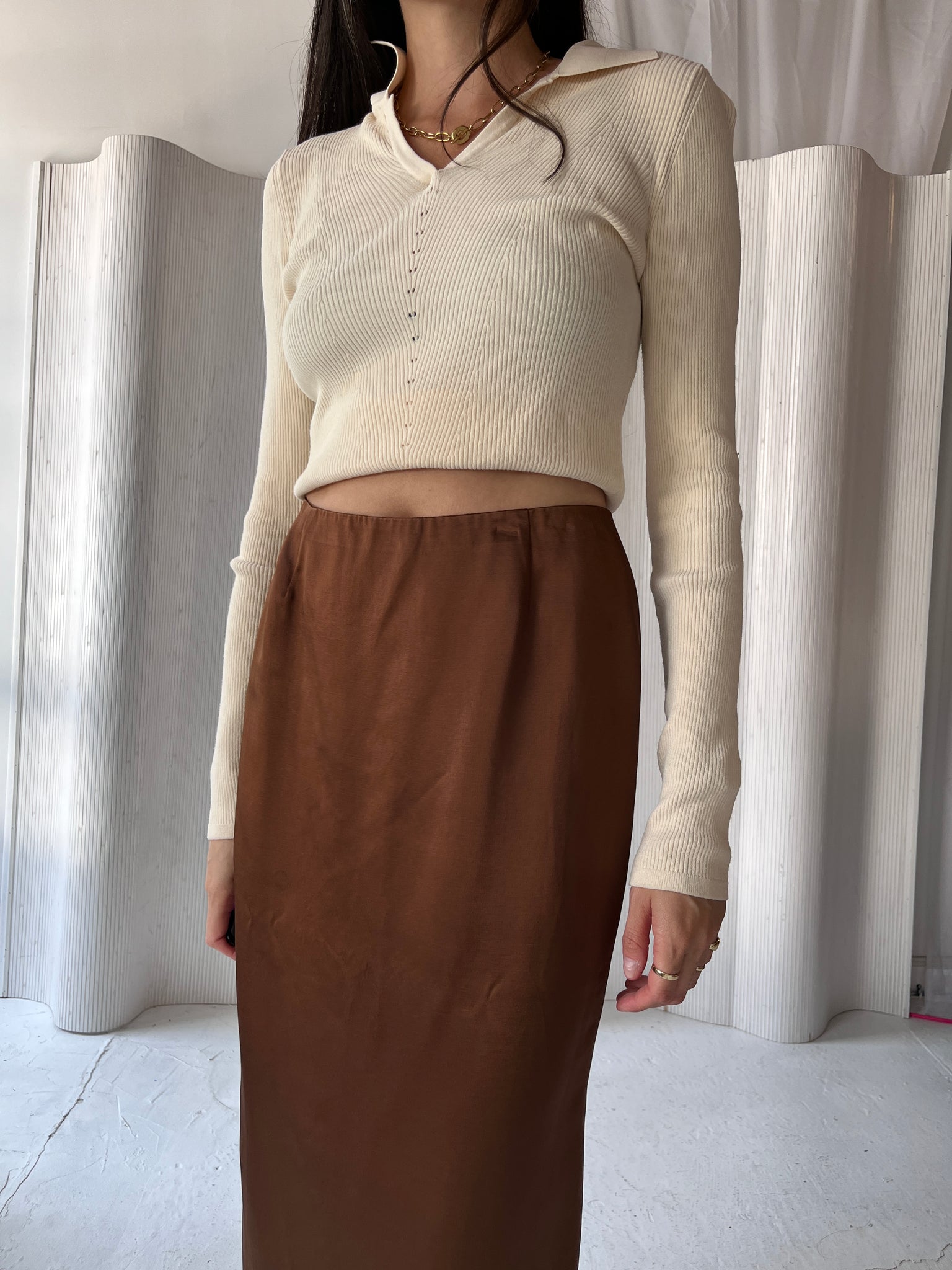 D&G brown satin pencil skirt