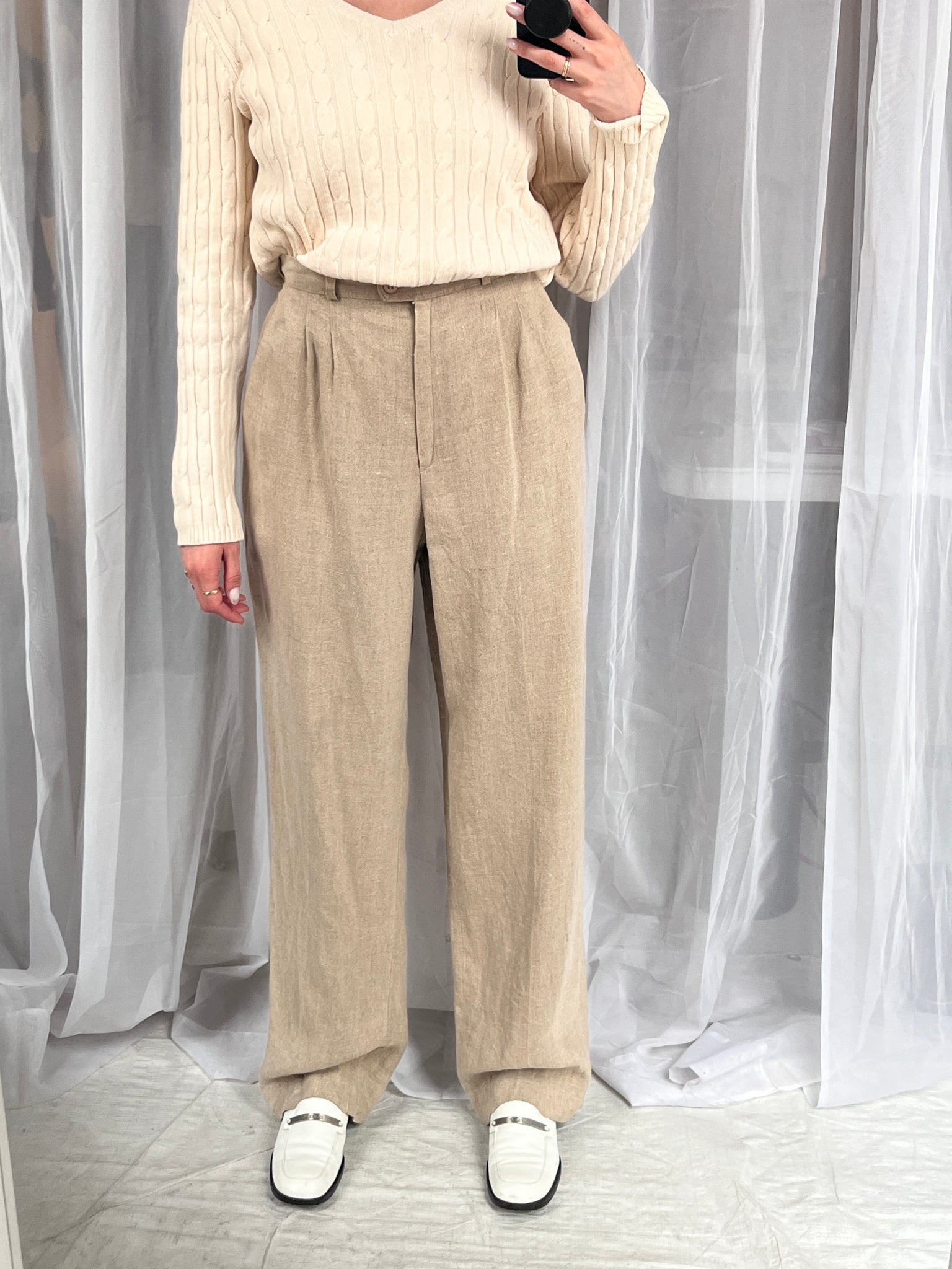 I. Magin beige flax trouser