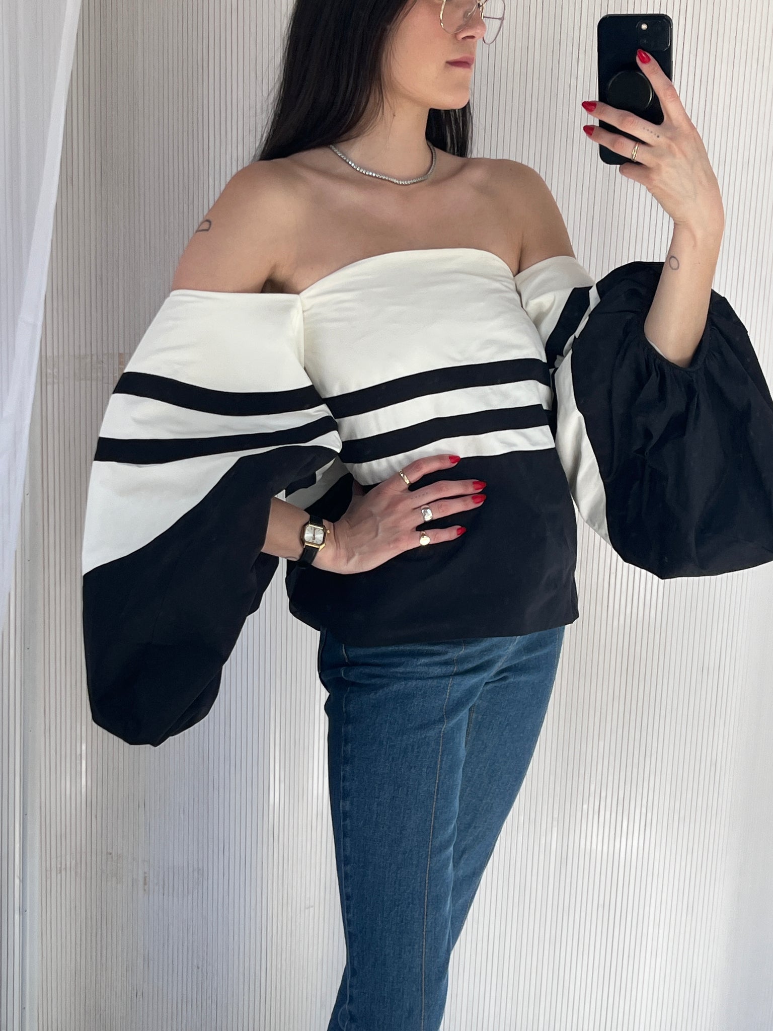 Rosie Assouline black and white top