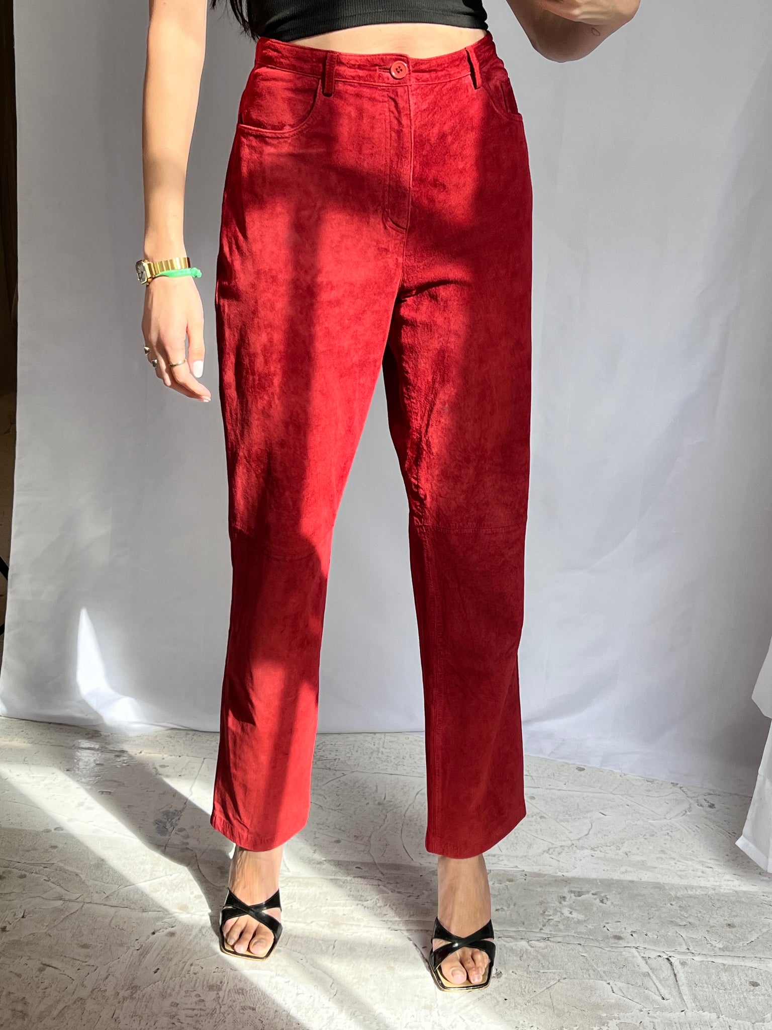 Red Suede Pant