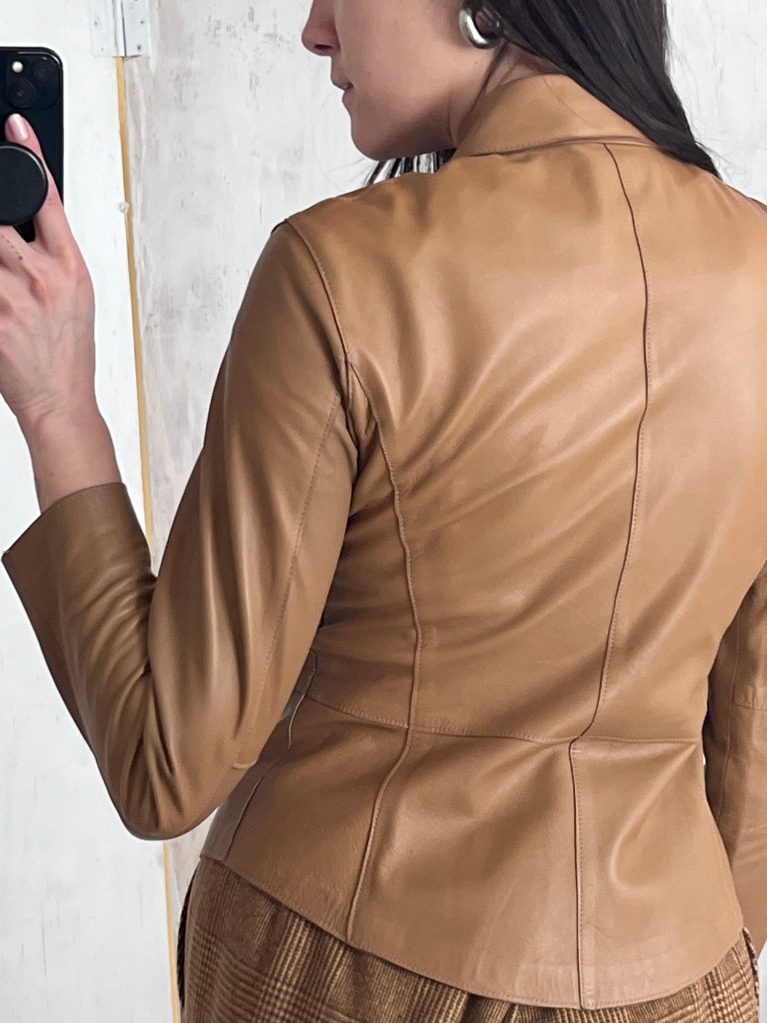 Soft Anne Klein tan leather shirt