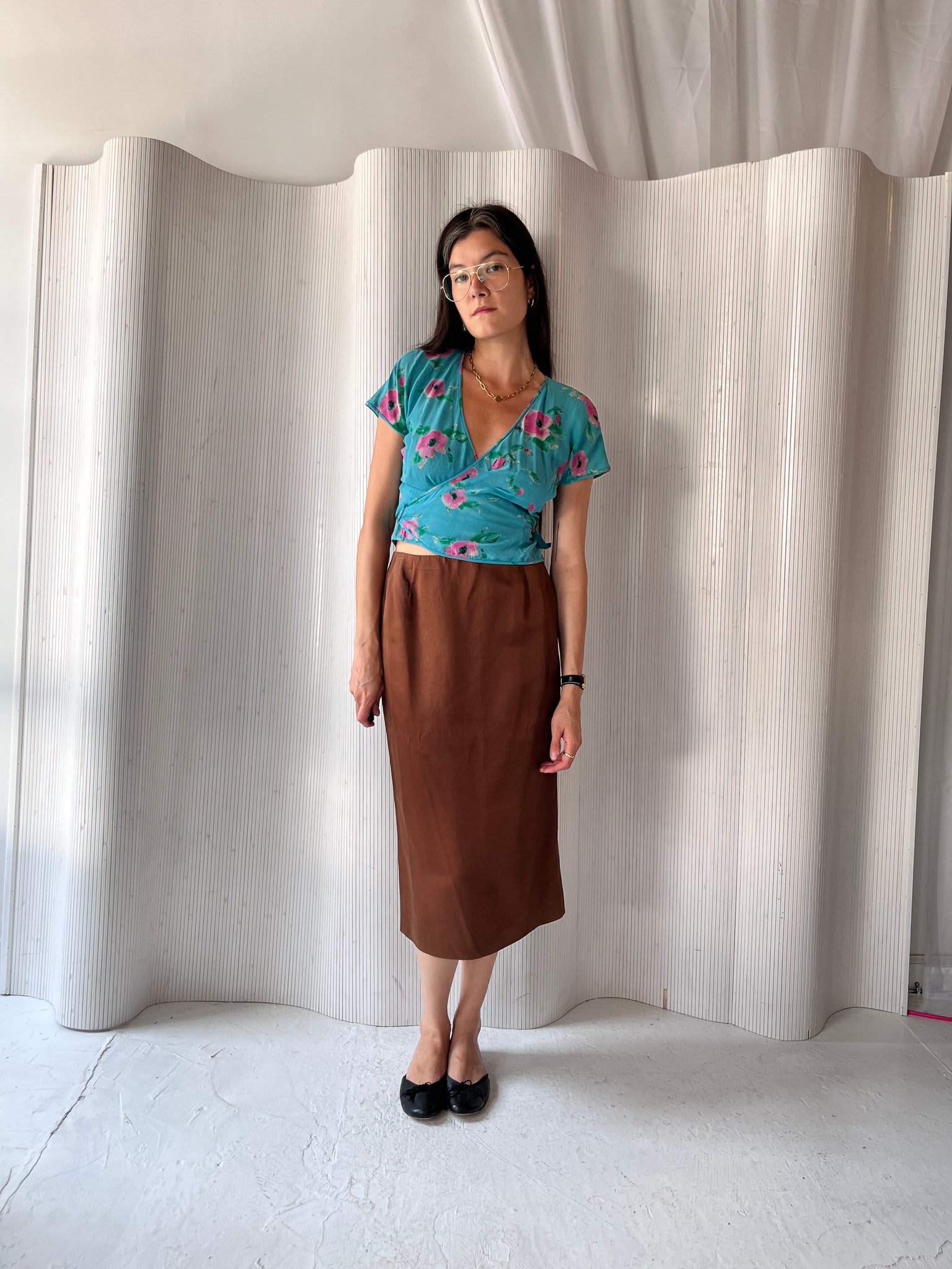 D&G brown satin pencil skirt