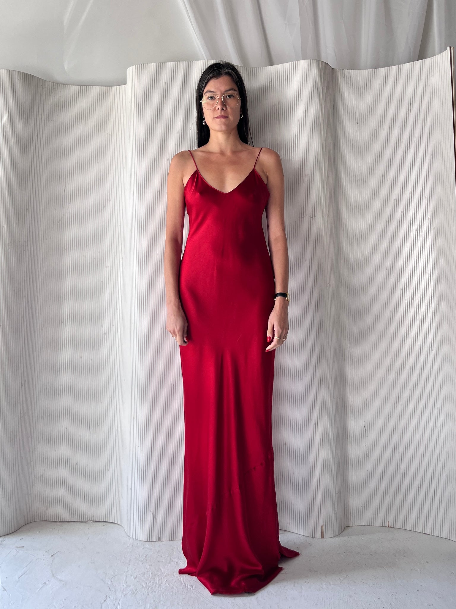 Nili Lotan Silk Red Slip Dress