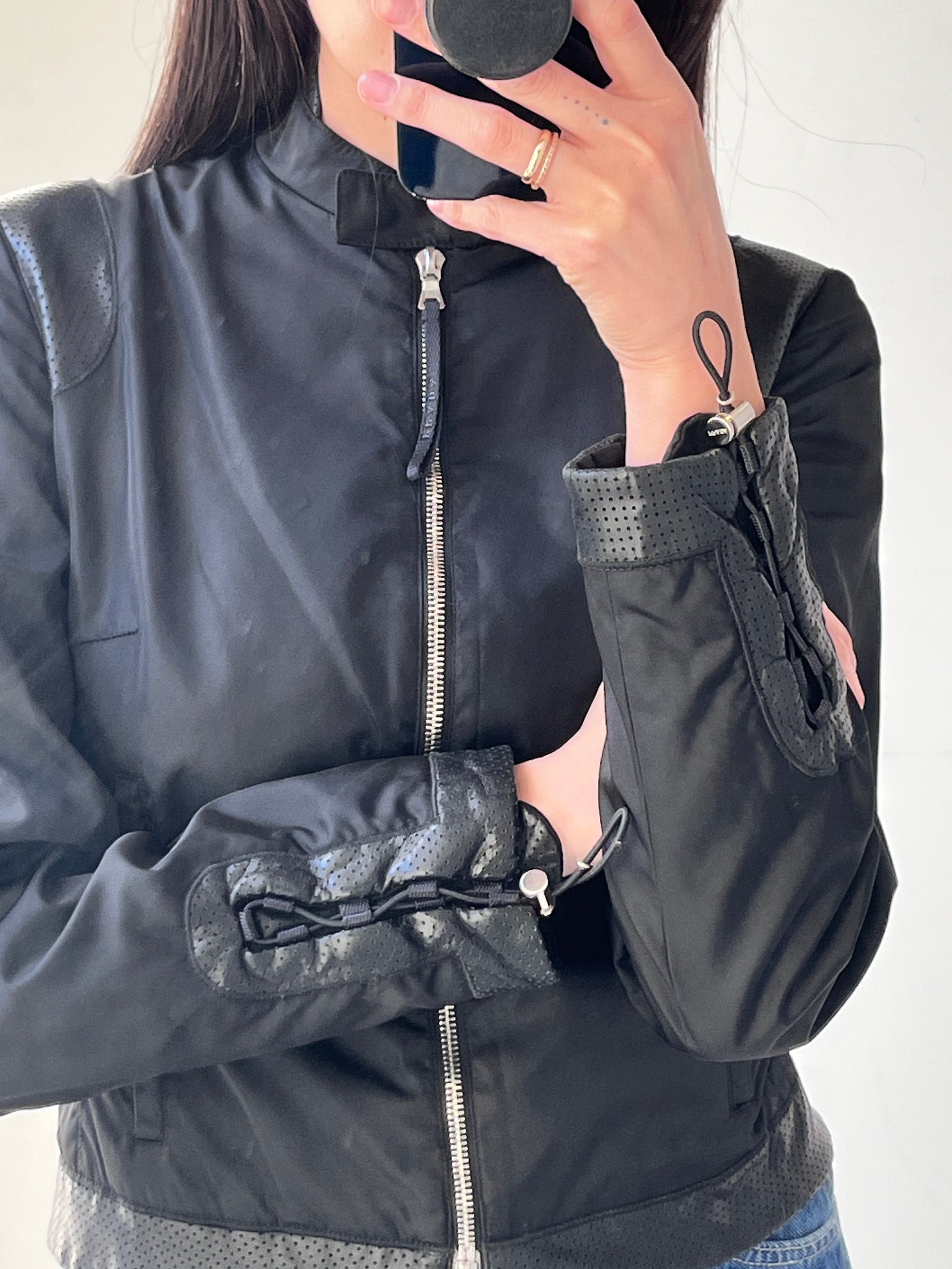 Prada Nylon Biker Jacket with Leather Detail, SS2000