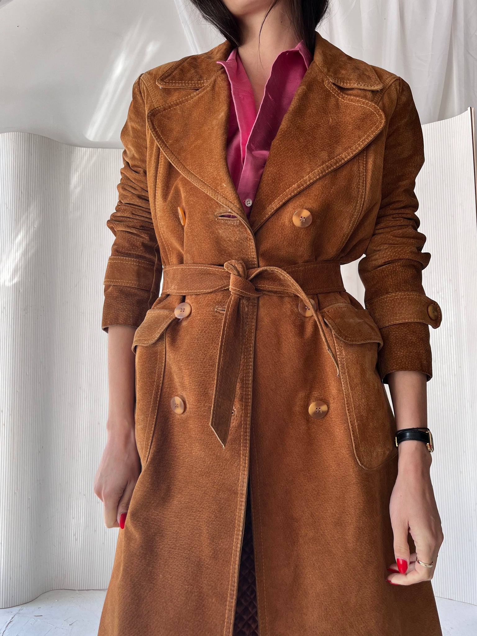 Suede Trench Coat