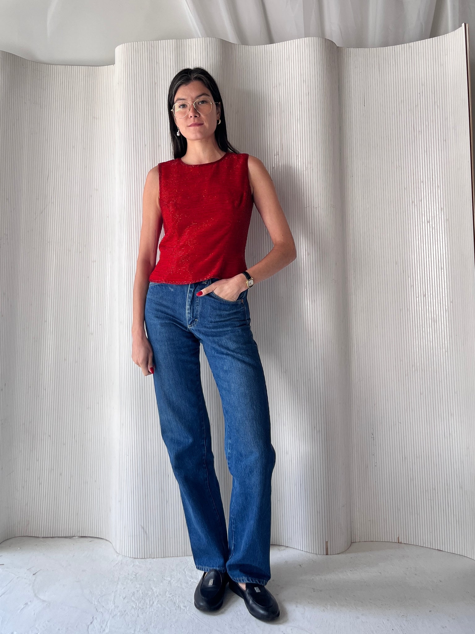 Red Beaded Top