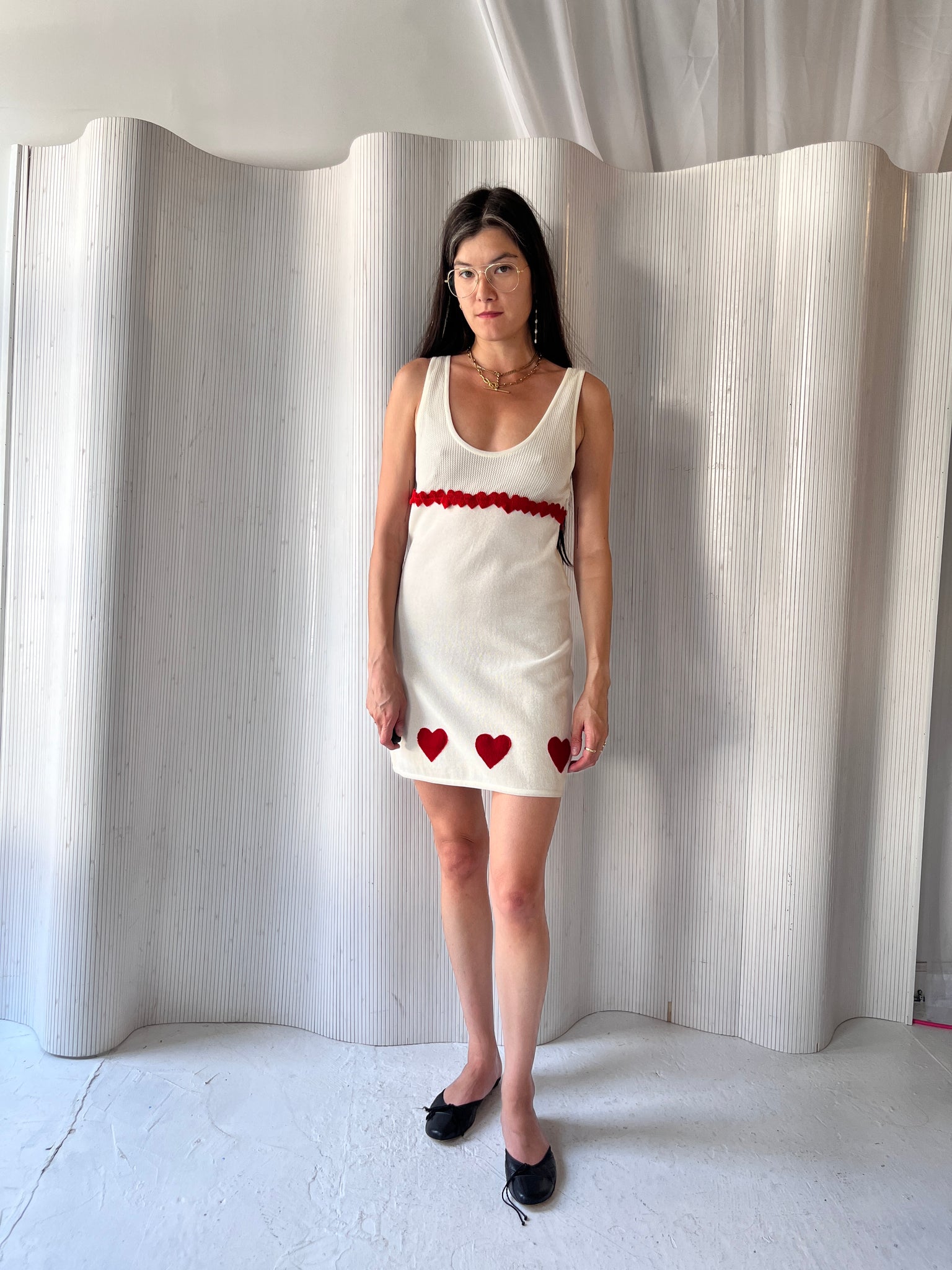 Giamba white & red heart dress