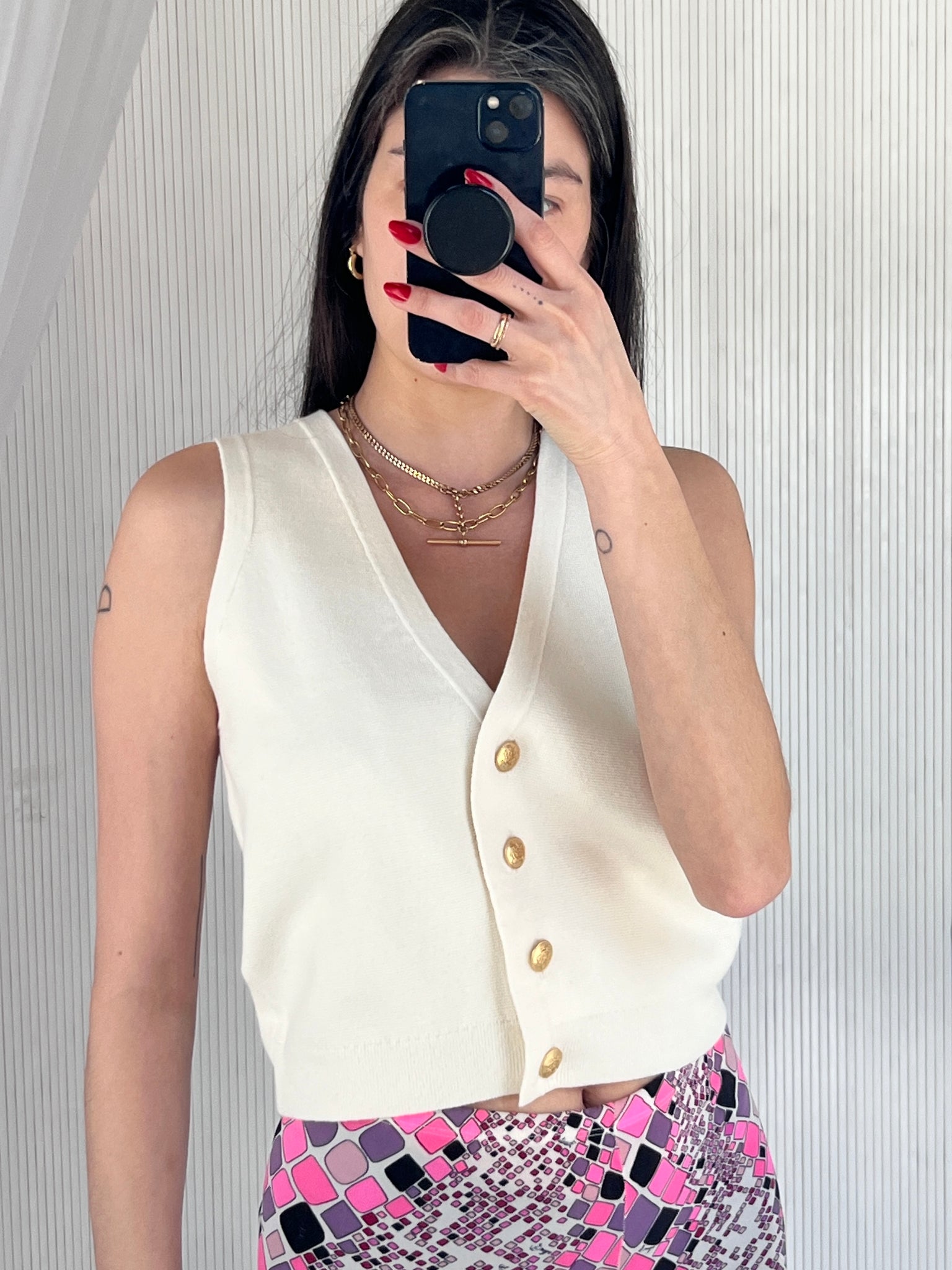 White vest with gold buttons