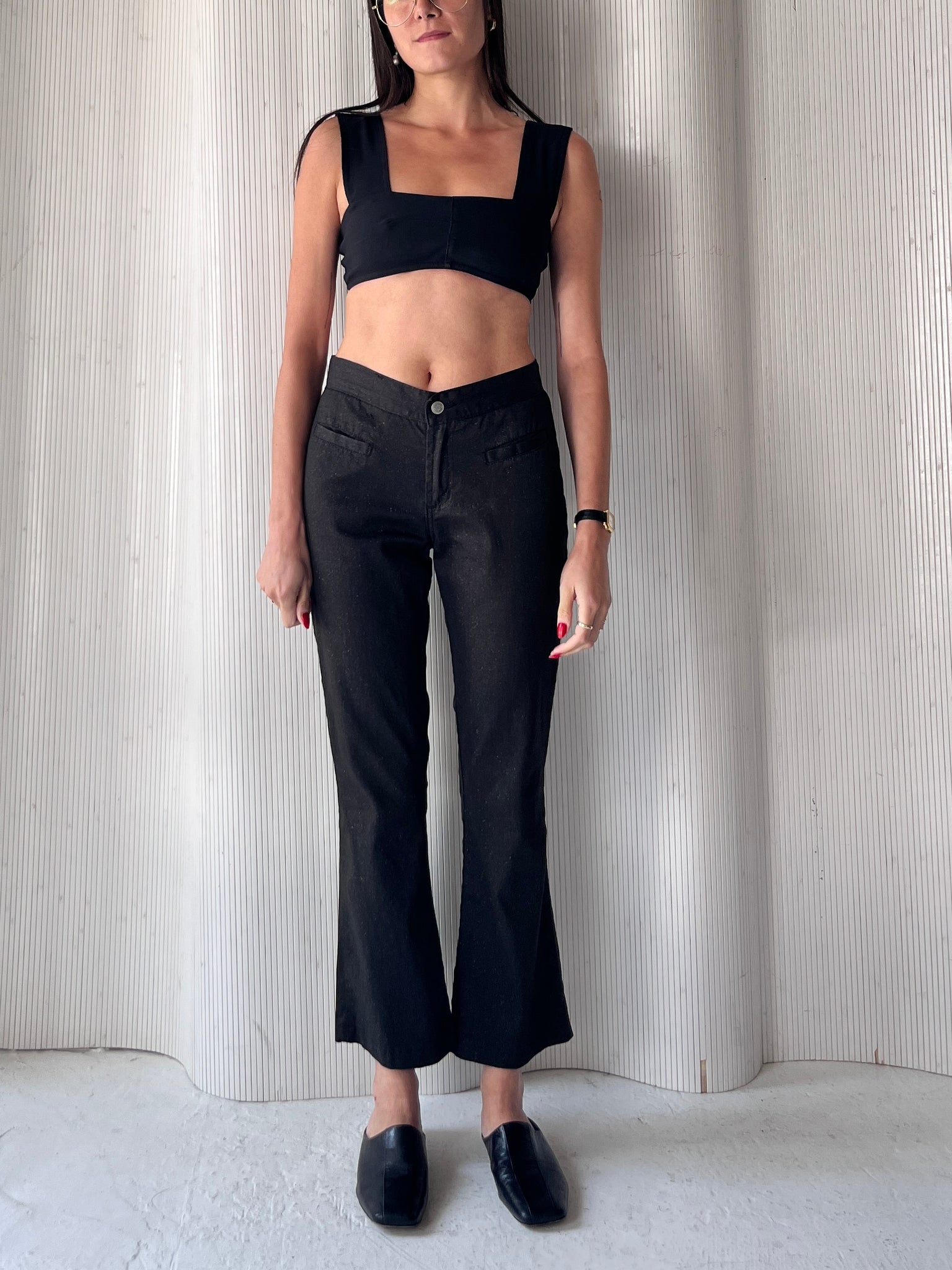 Black Glitter Flare Pants