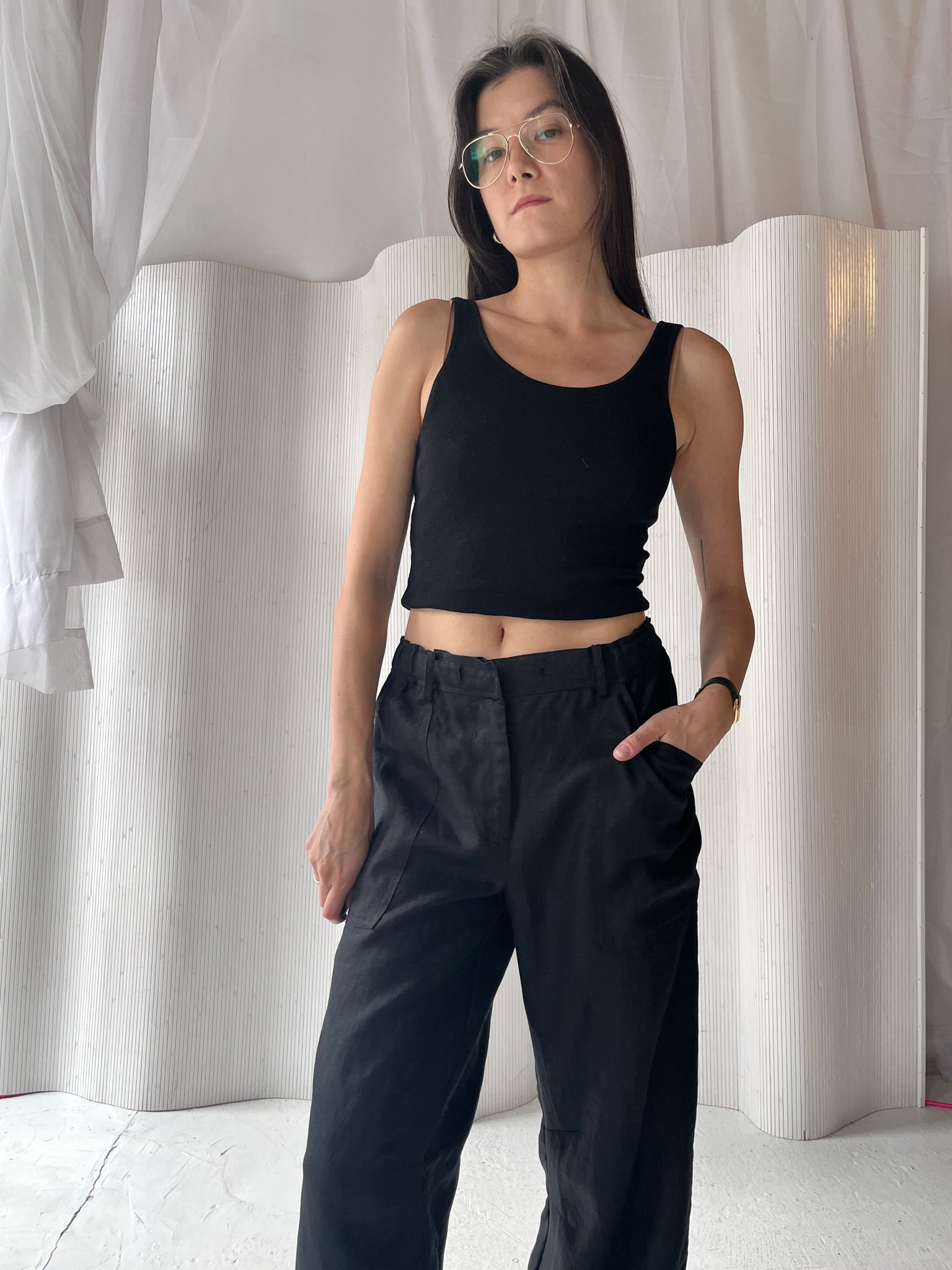 Faithful black linen pant