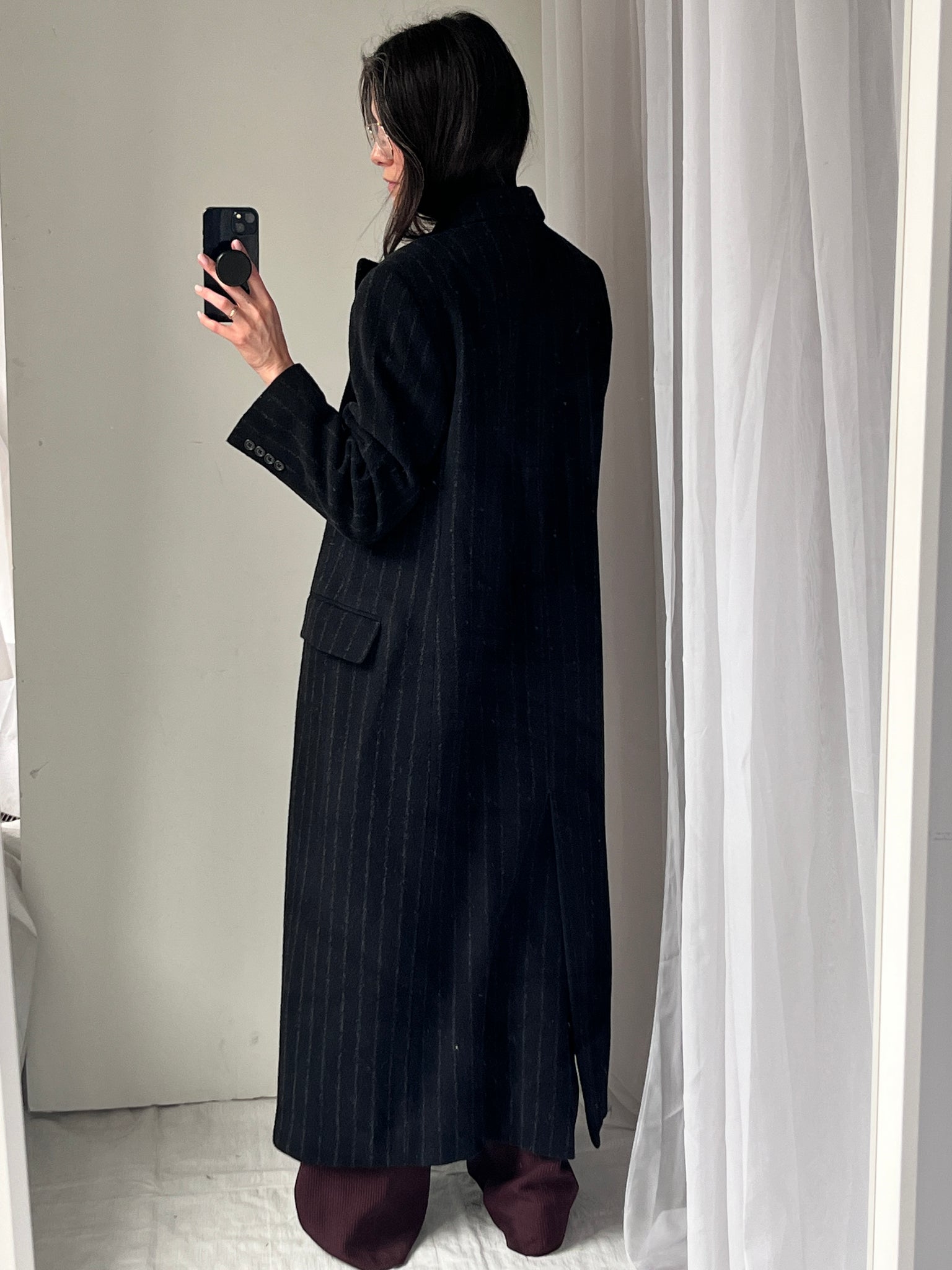 Lauren by Ralph Lauren Pinstripe Wool Coat