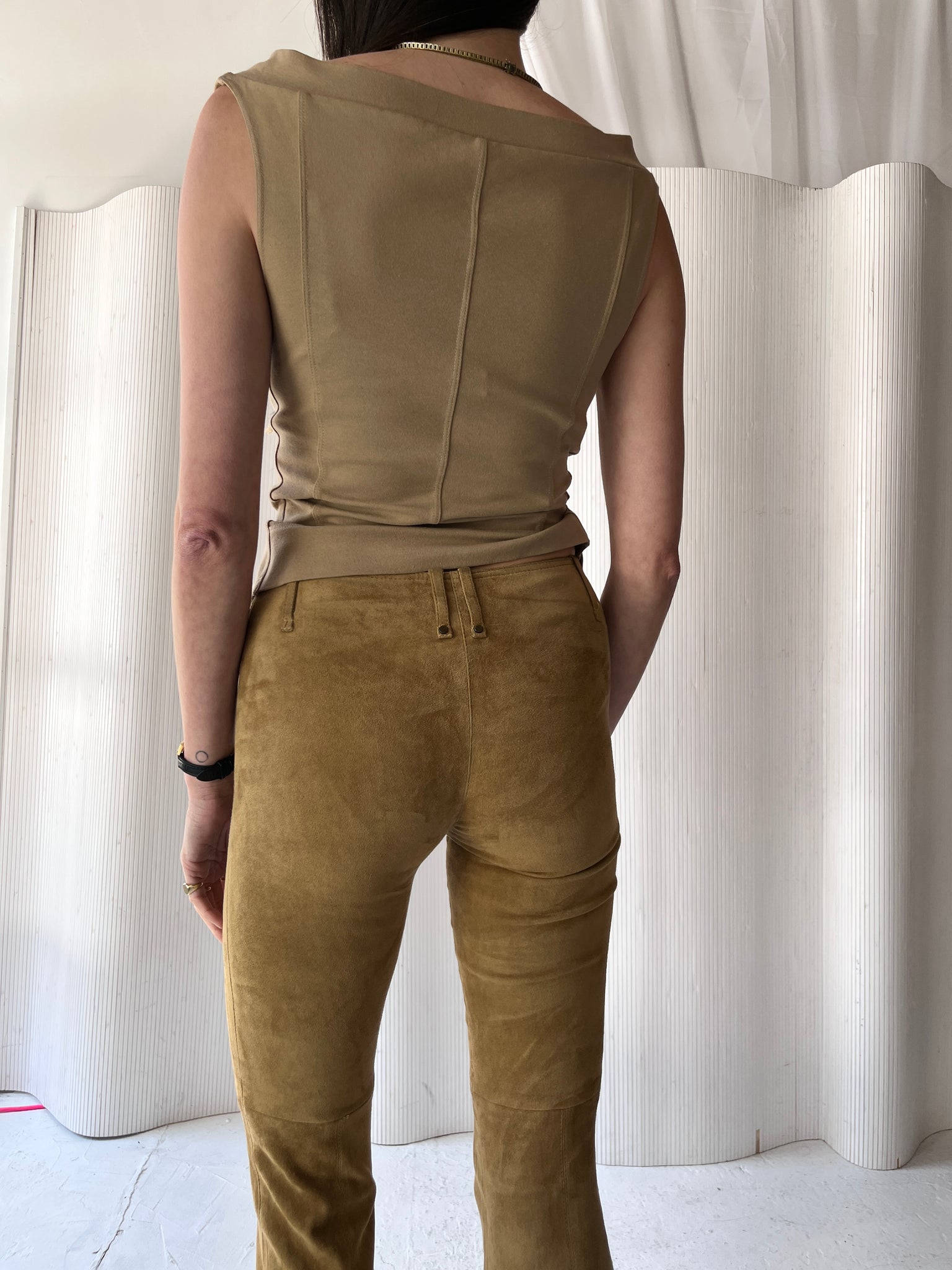 Plein Sud 2000s Camel Leather Pants