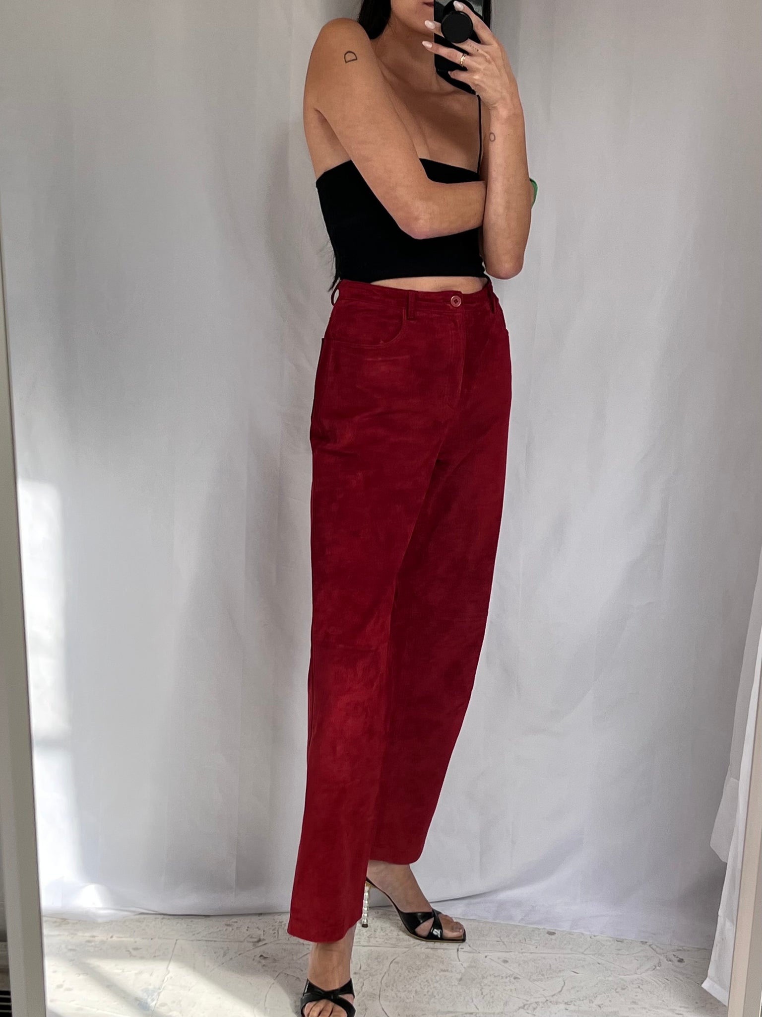 Red Suede Pant