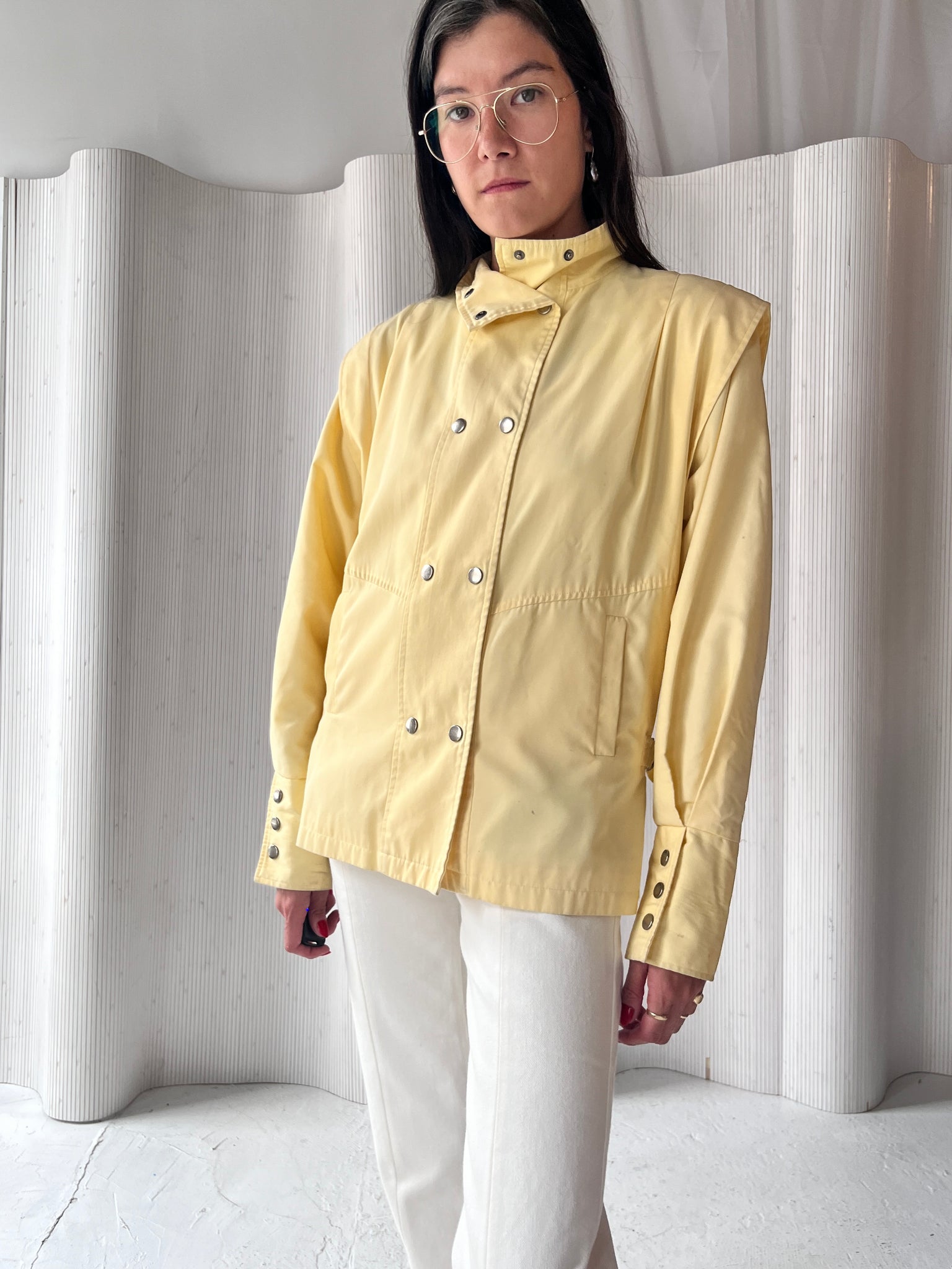 Yellow Cotton moto jacket