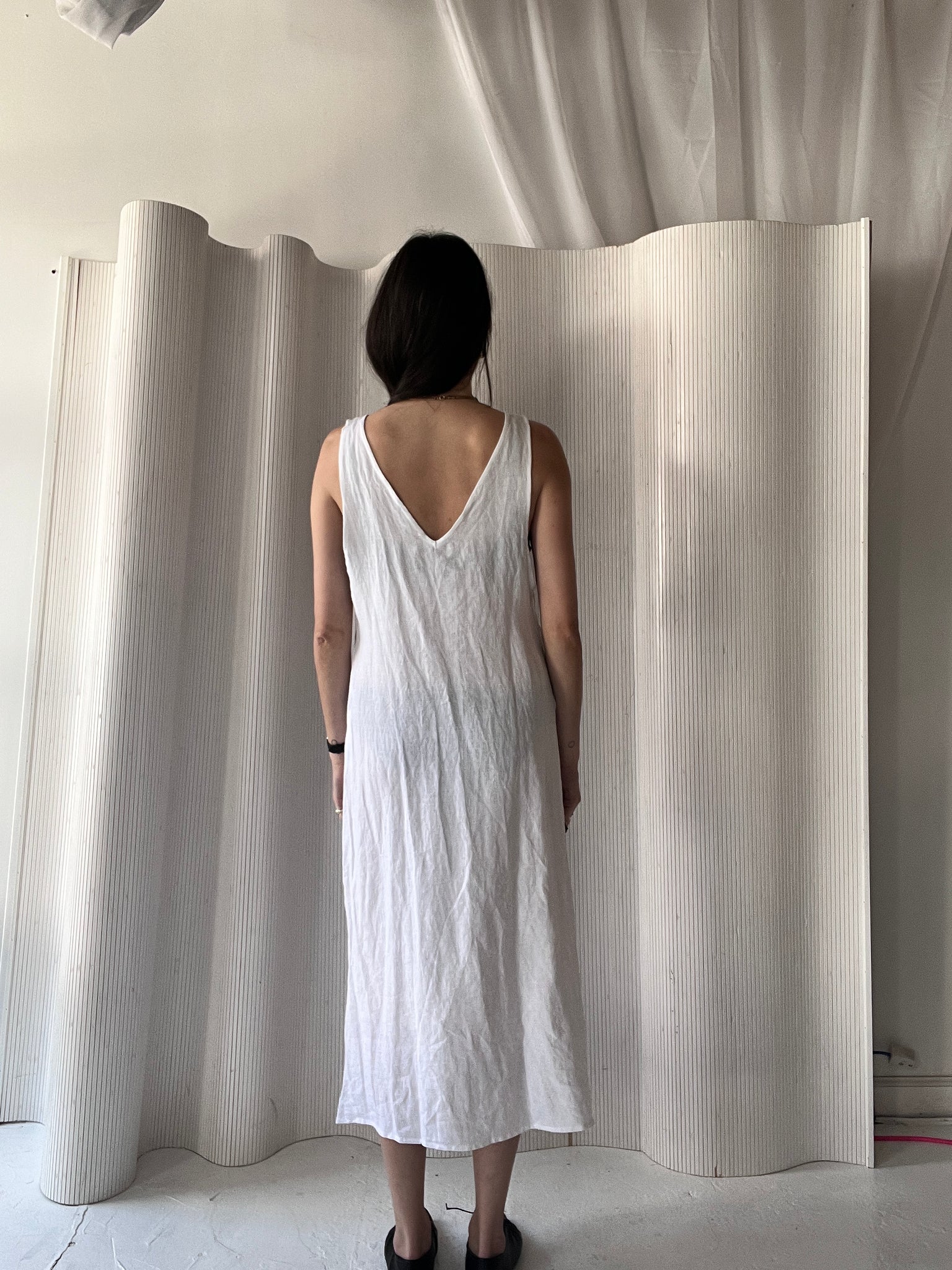 Deiji Studios white linen dress