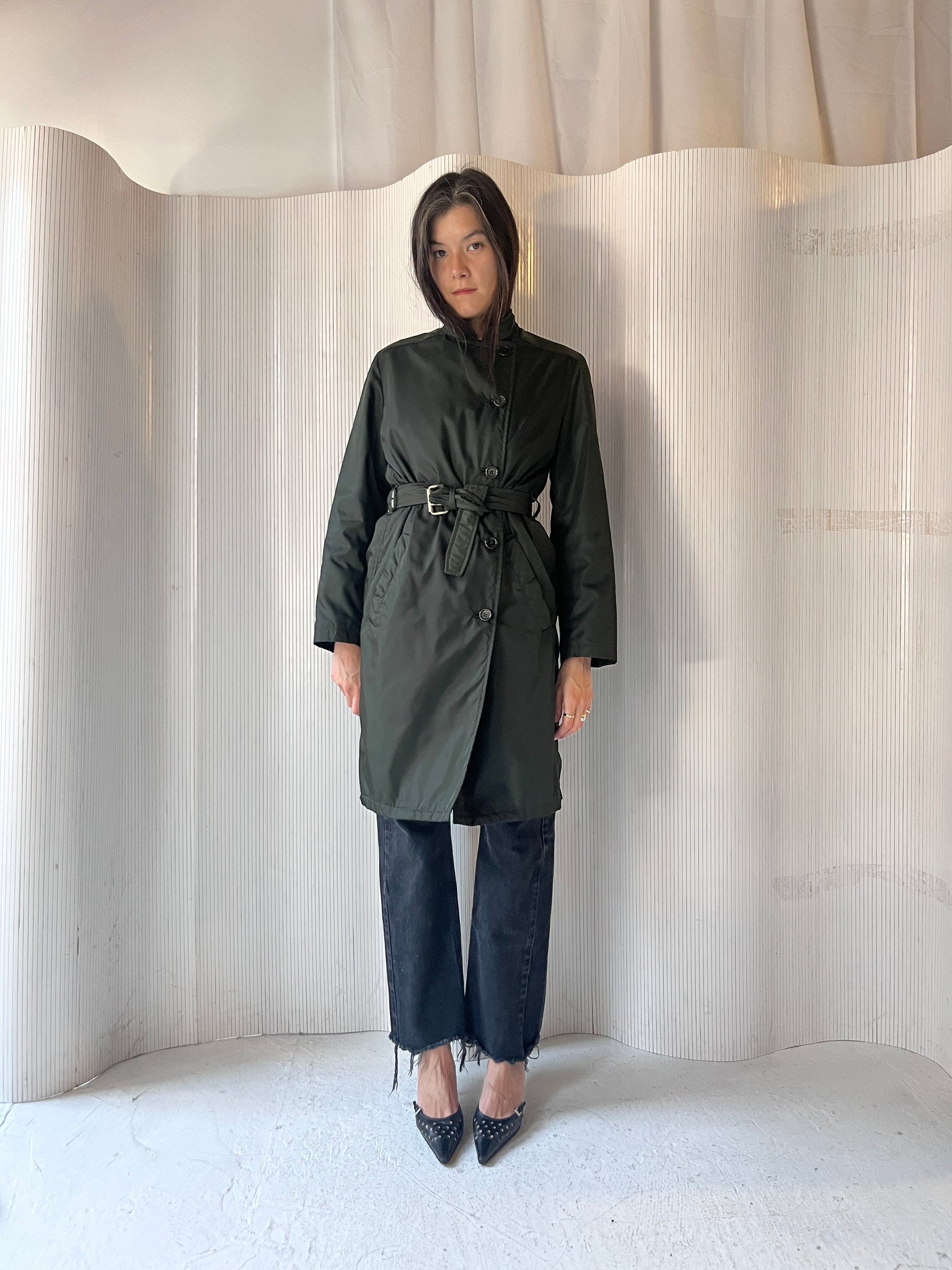 Prada Lined Nylon Belted Trench RTV