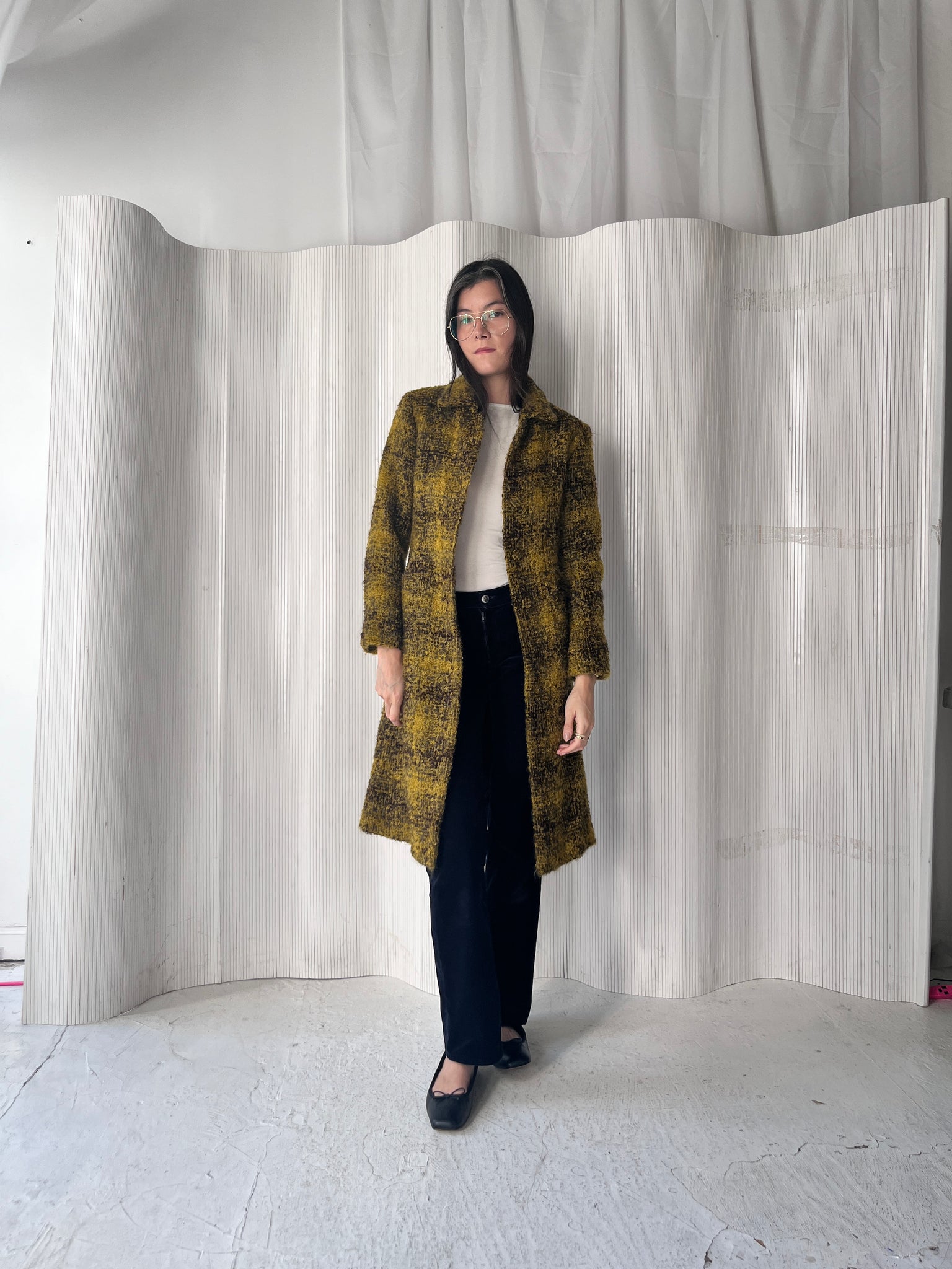 Agnes B Mustard Mohair Coat