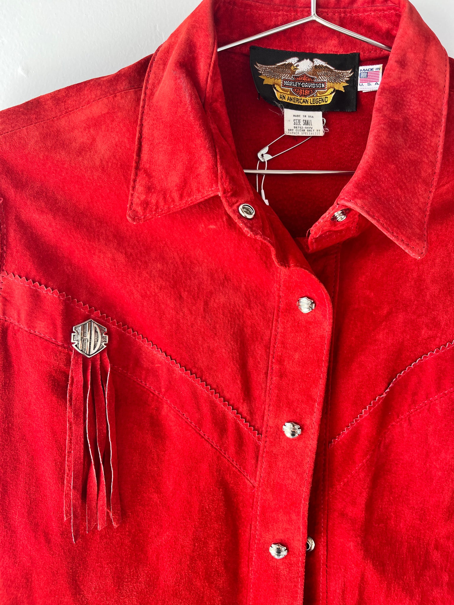 Harley Davidson Red Suede Western Shirt