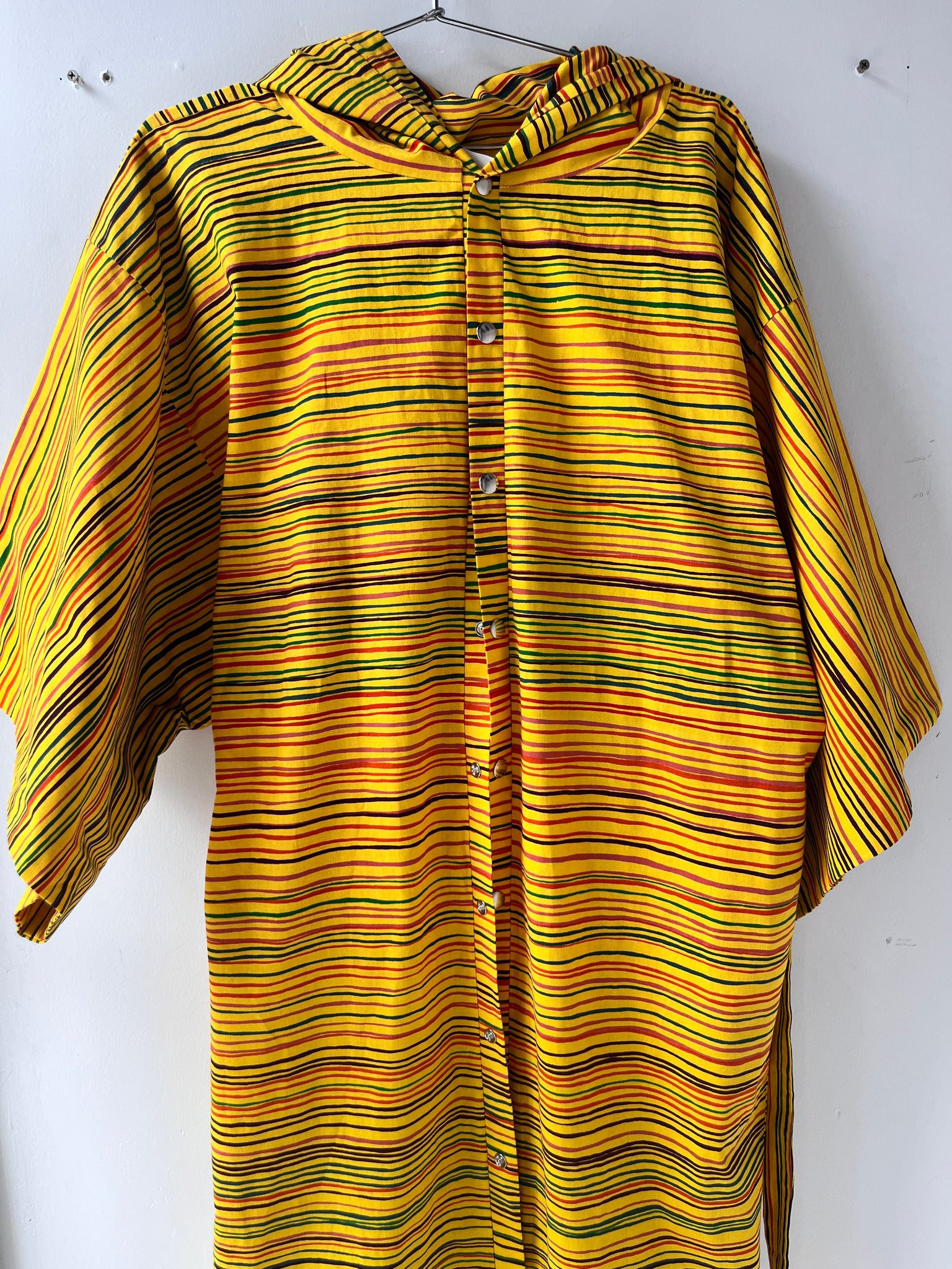 Yellow Hooded Marimekko Robe