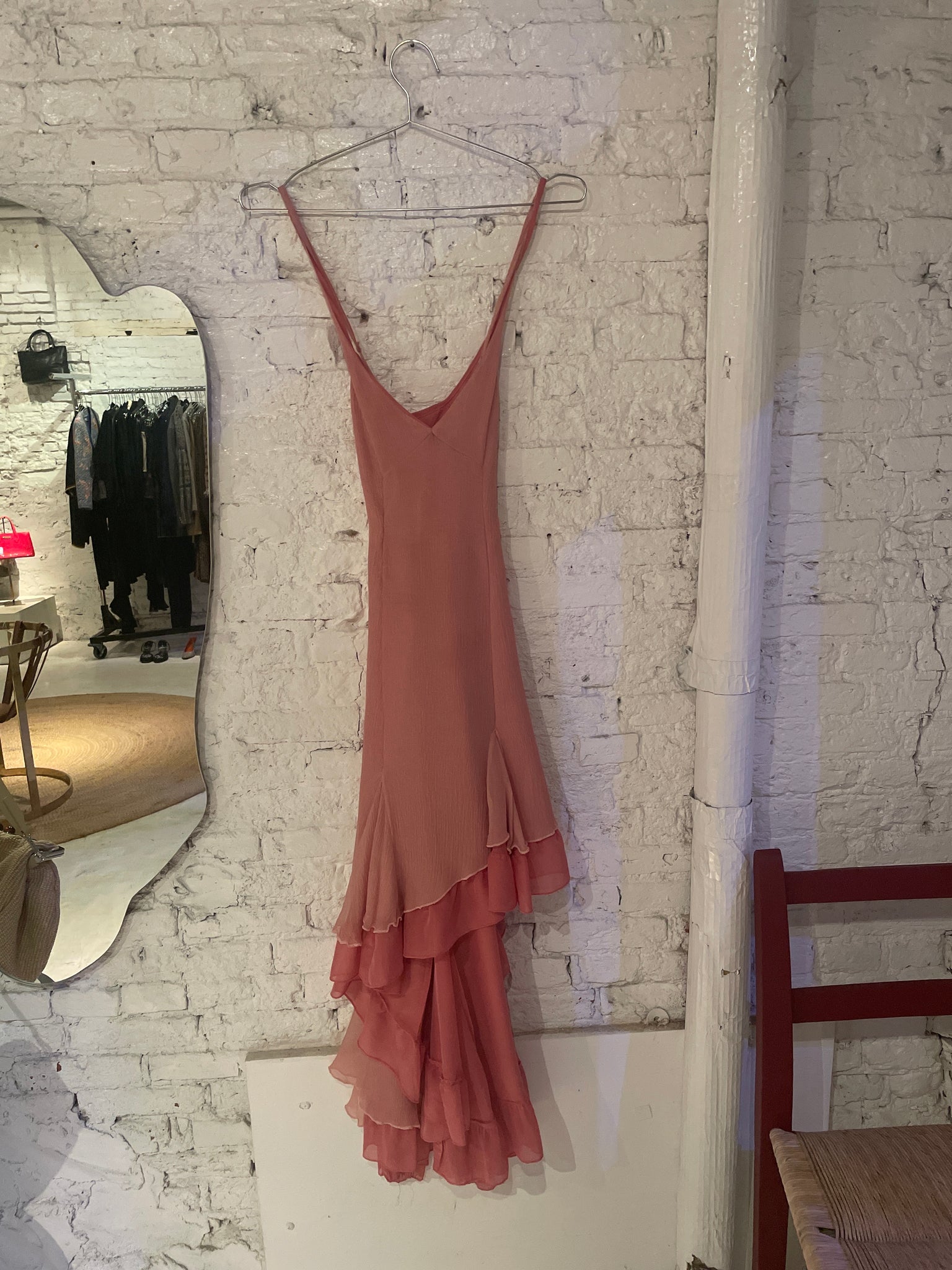 2000s Pink Silk Backless Dress