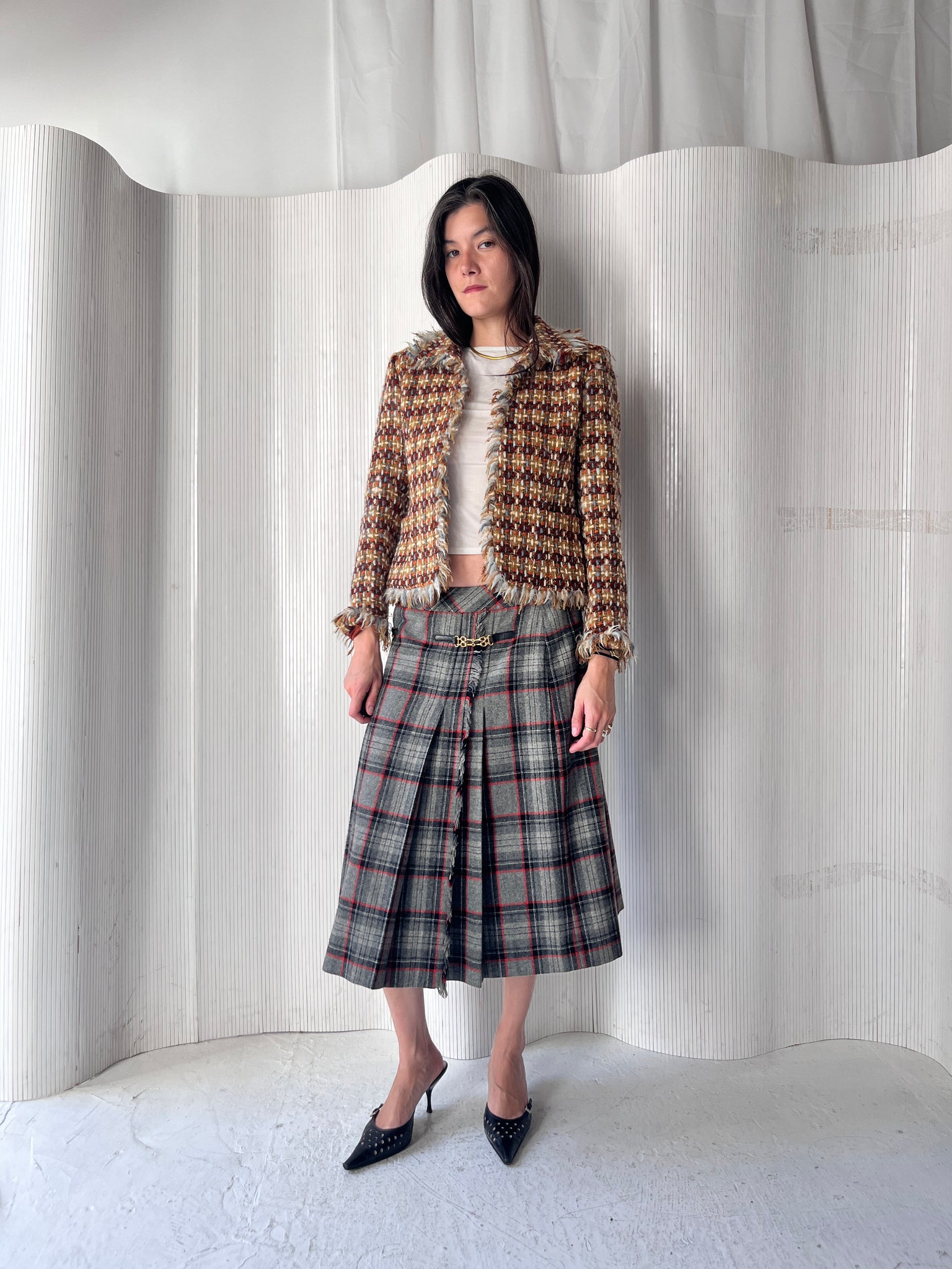 CELINE Plaid Skirt