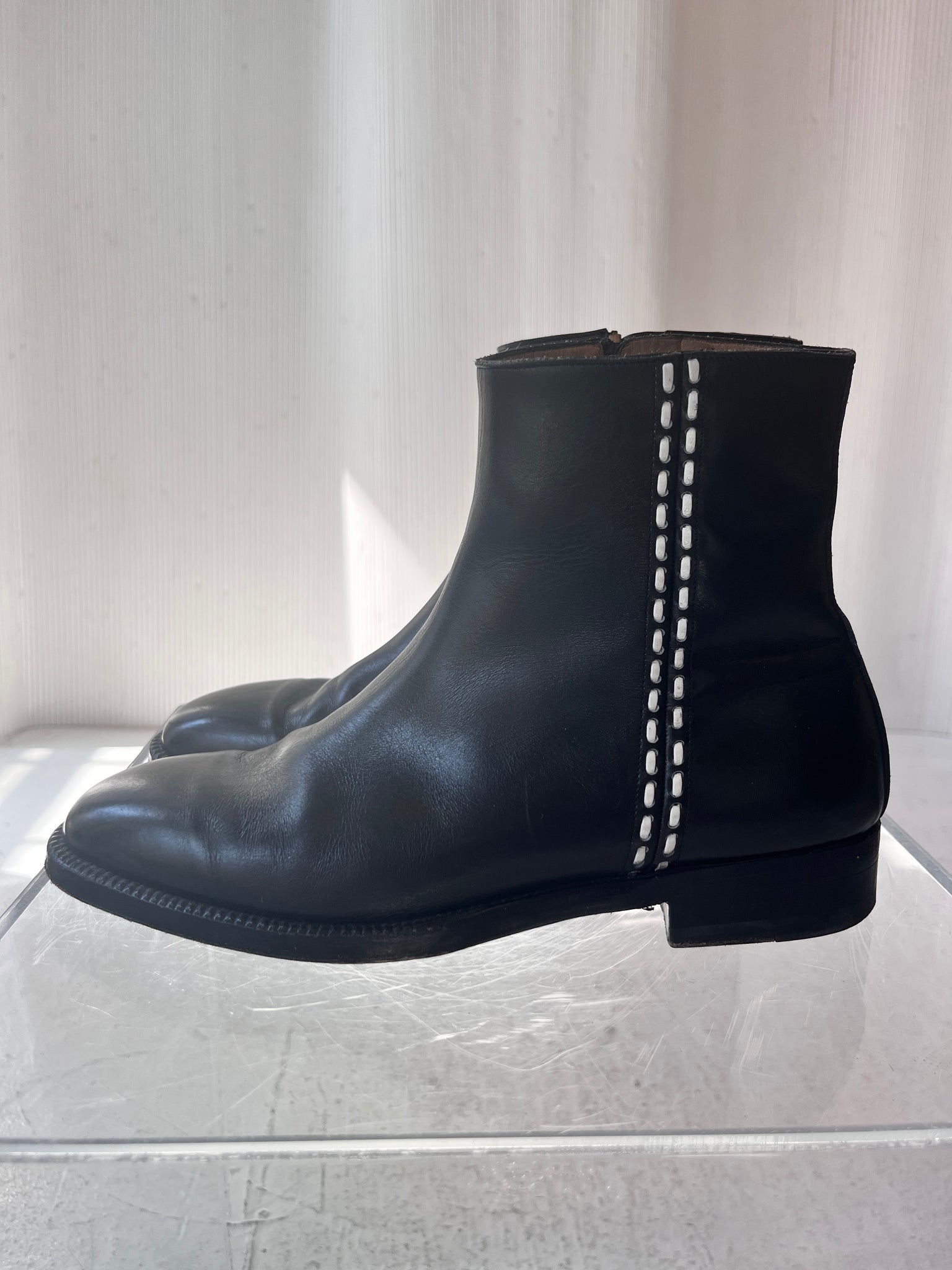 The Row black leather boot