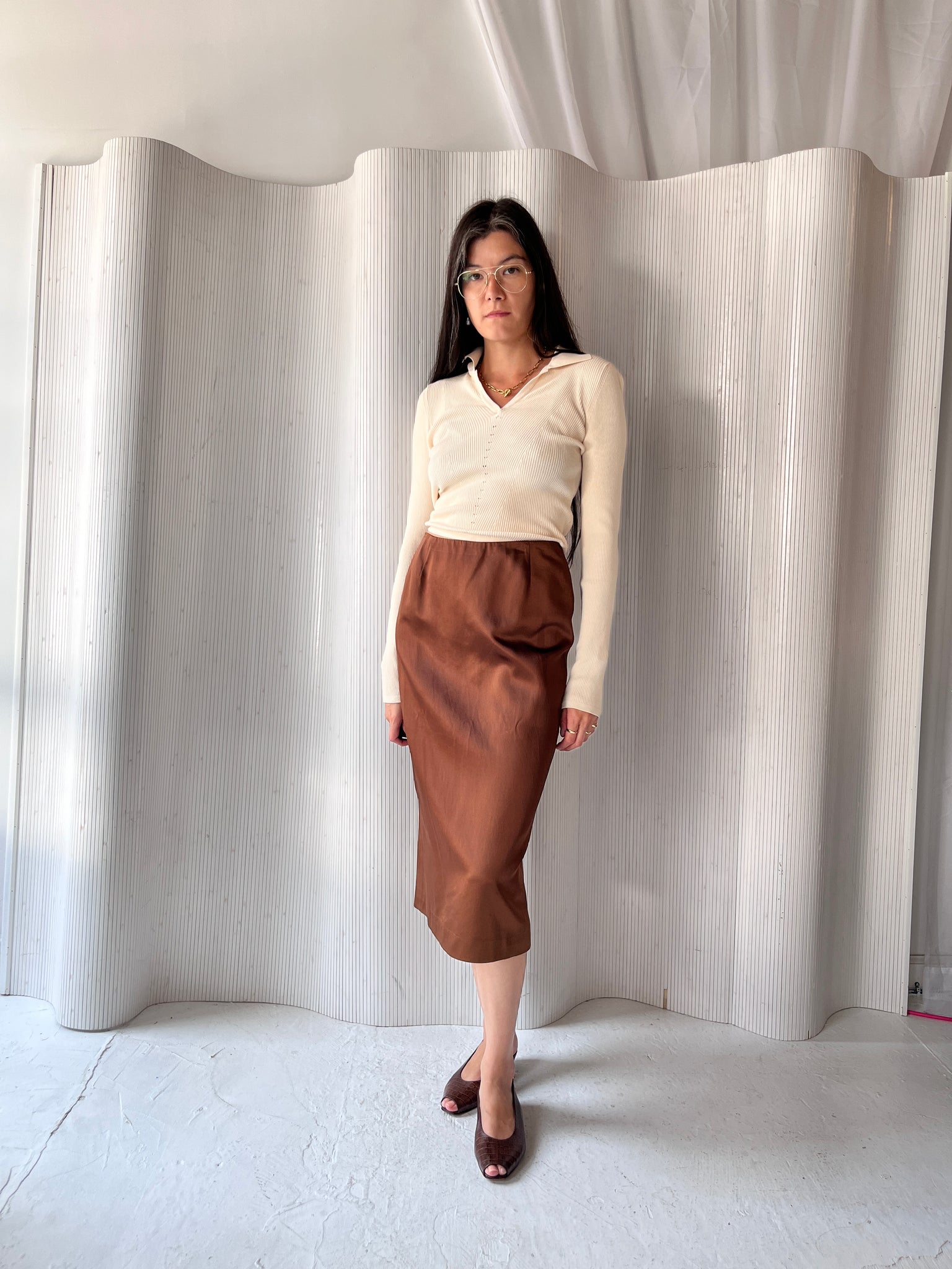 D&G brown satin pencil skirt