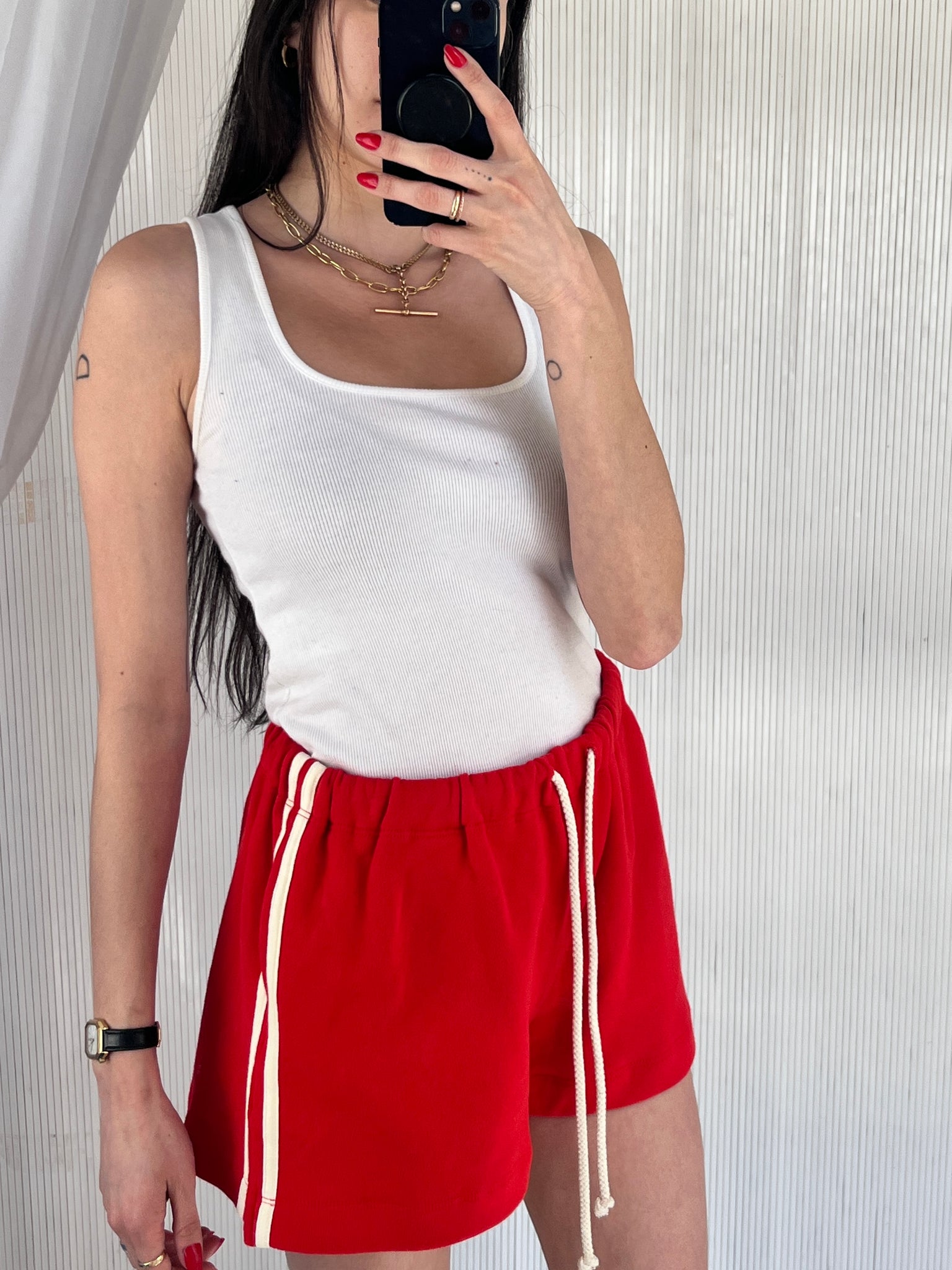 Donni red shorts