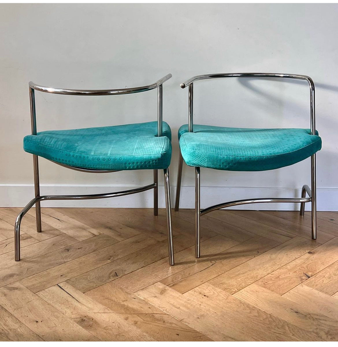 2 Postmodern Italian designer lounge chairs