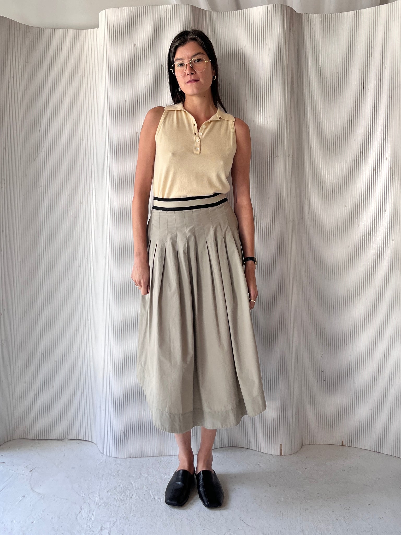 Pleated Skirt with Elastic Waist