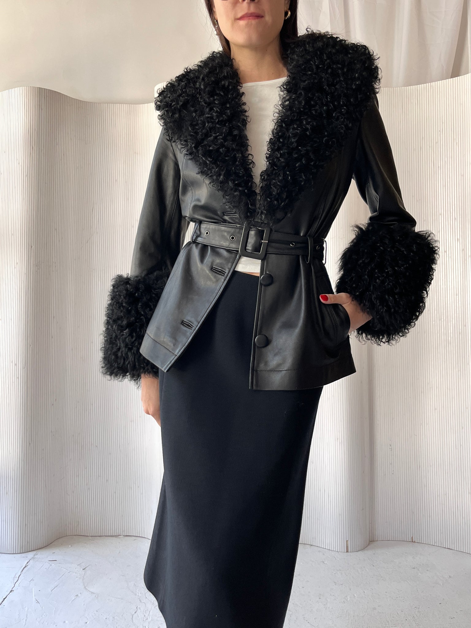 Saks Potts Shorty Shearling Jacket