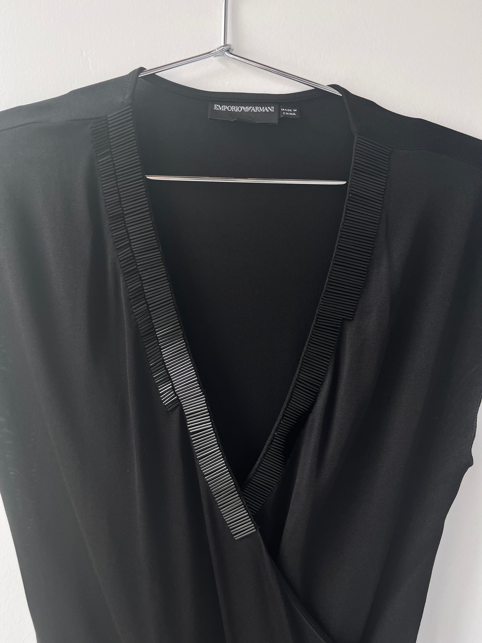 Giorgio Armani black jersey dress with beading