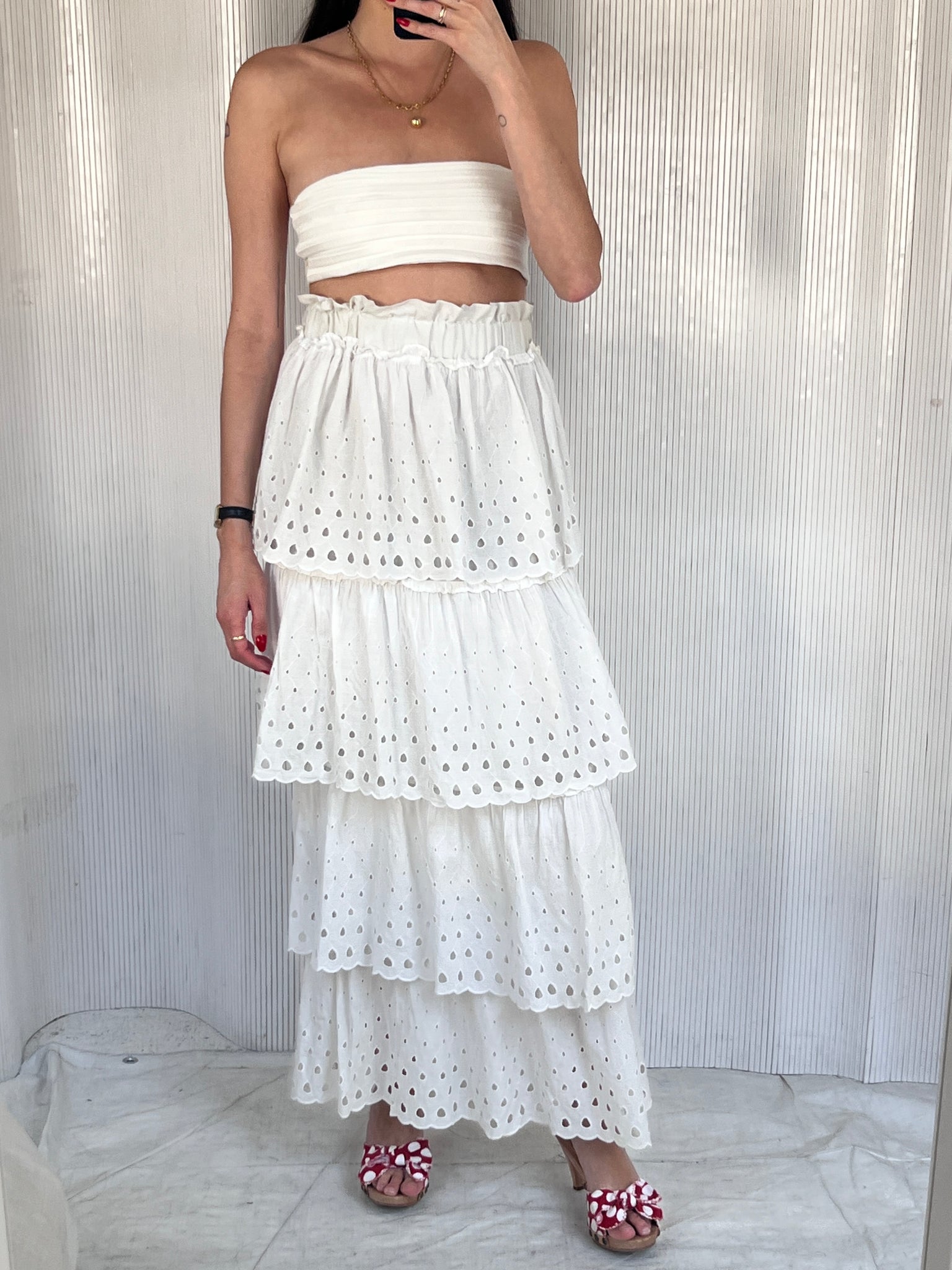 Handmade tiered eyelet skirt