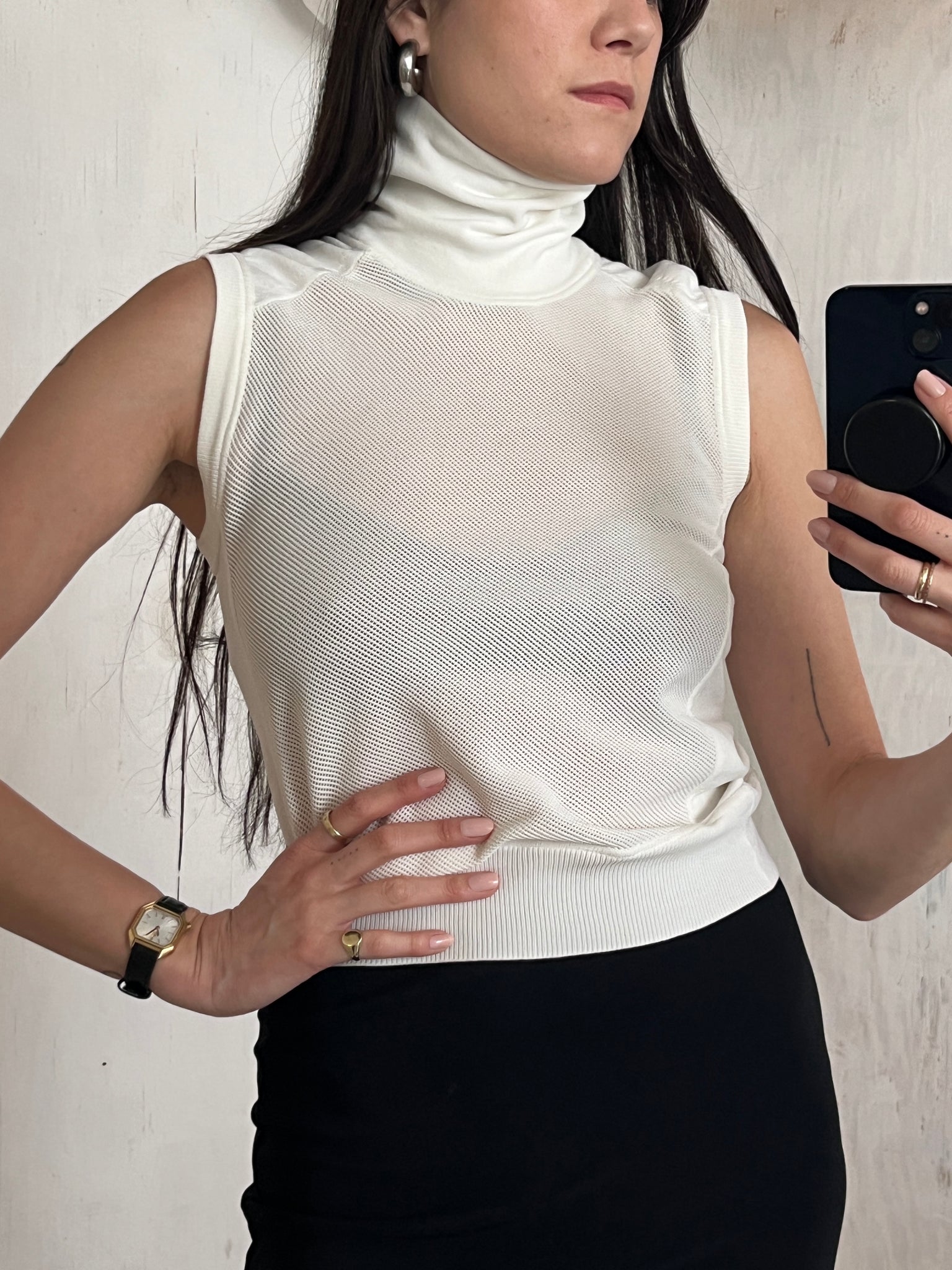 MIU MIU Mesh Sleeveless Turtleneck