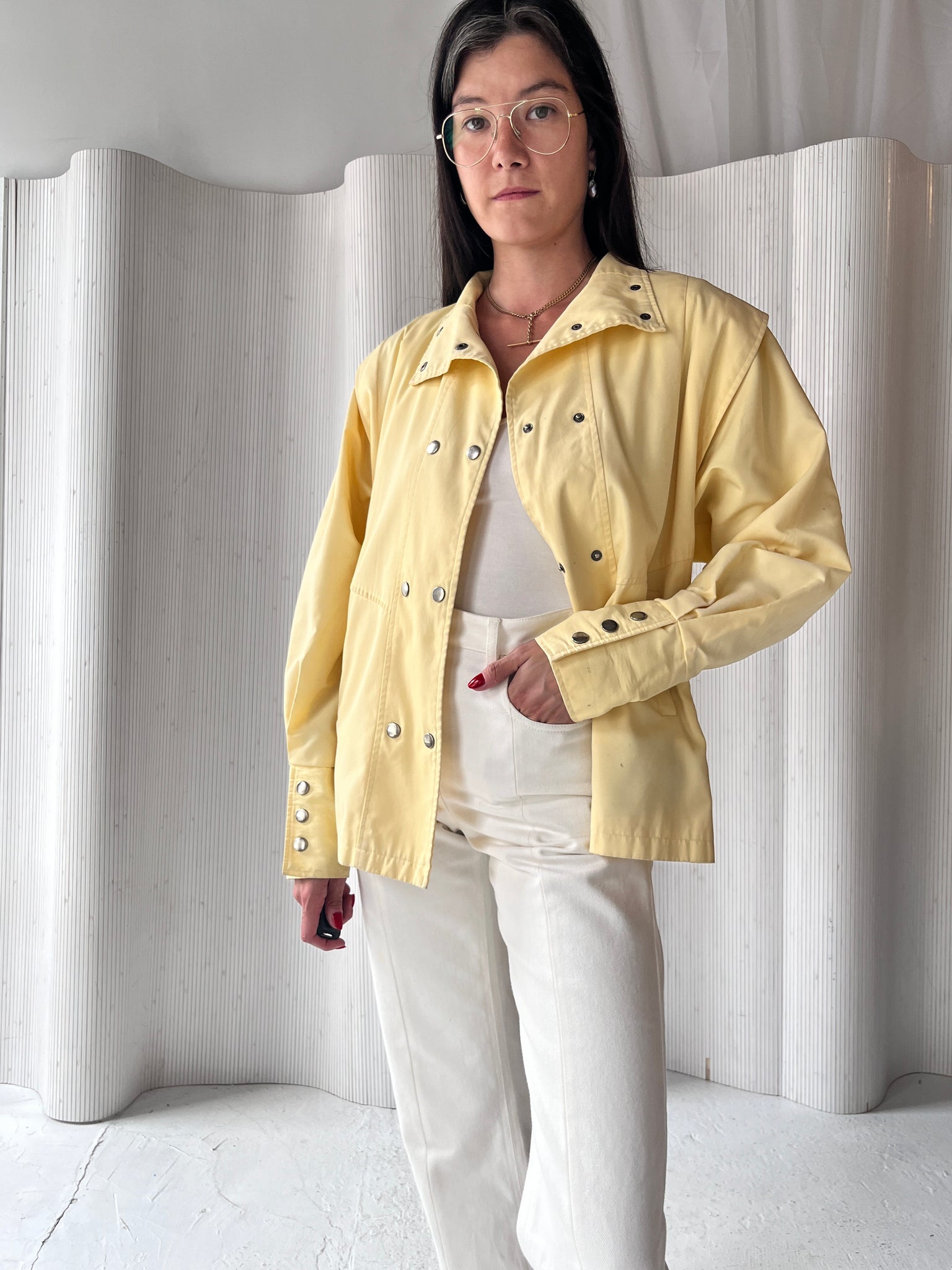 Yellow Cotton moto jacket