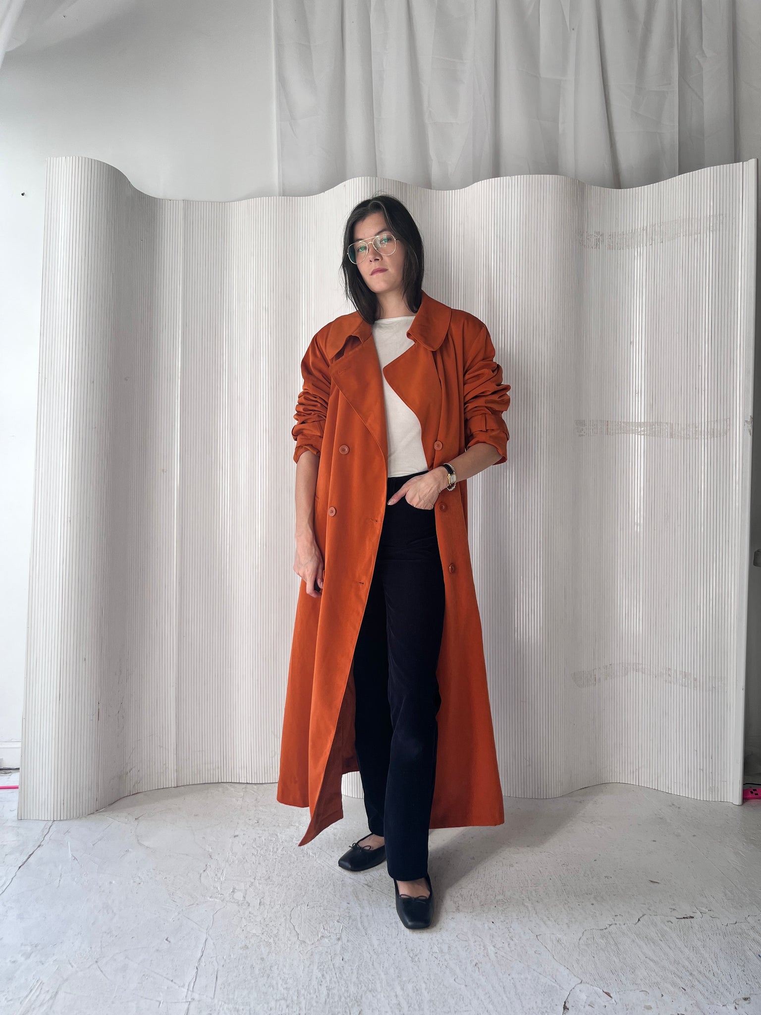 Burnt Orange Oversized Trench Coat