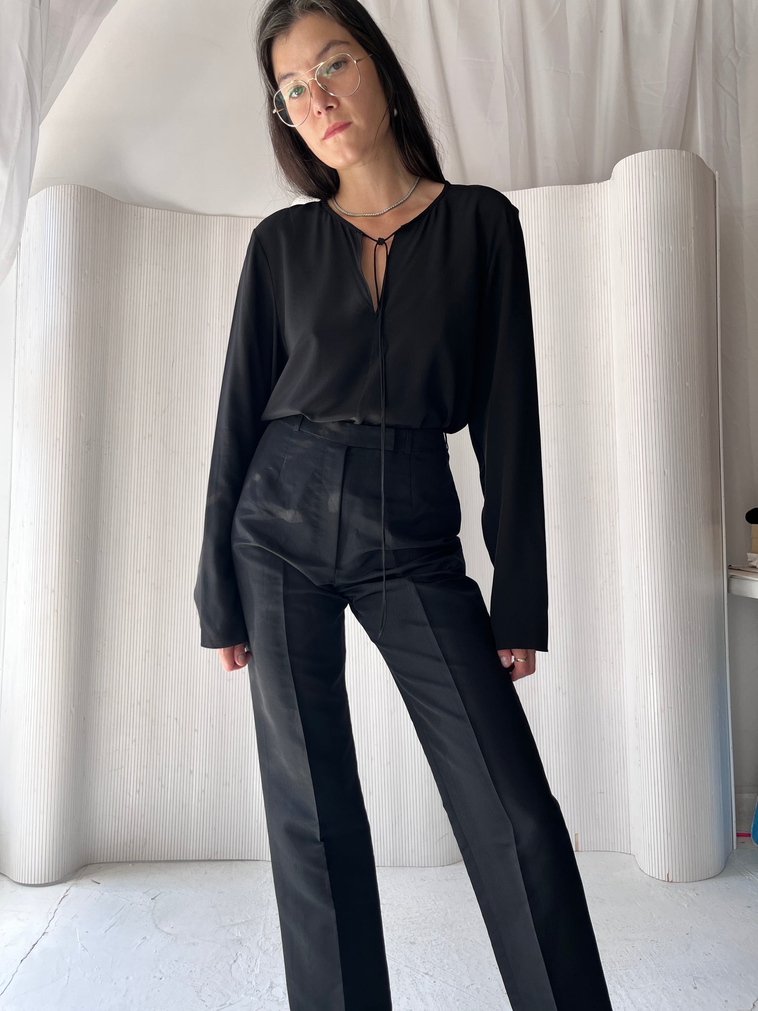 Matteau black silk blouse