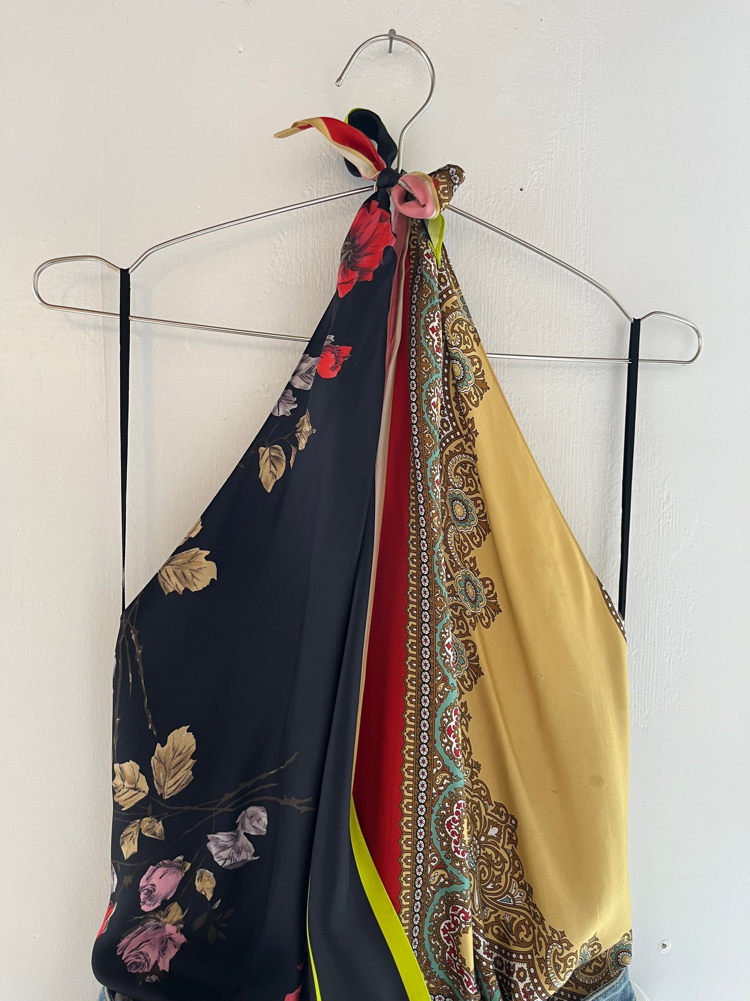 Dolce & Gabbana Silk Handkerchief Denim Mini Dress
