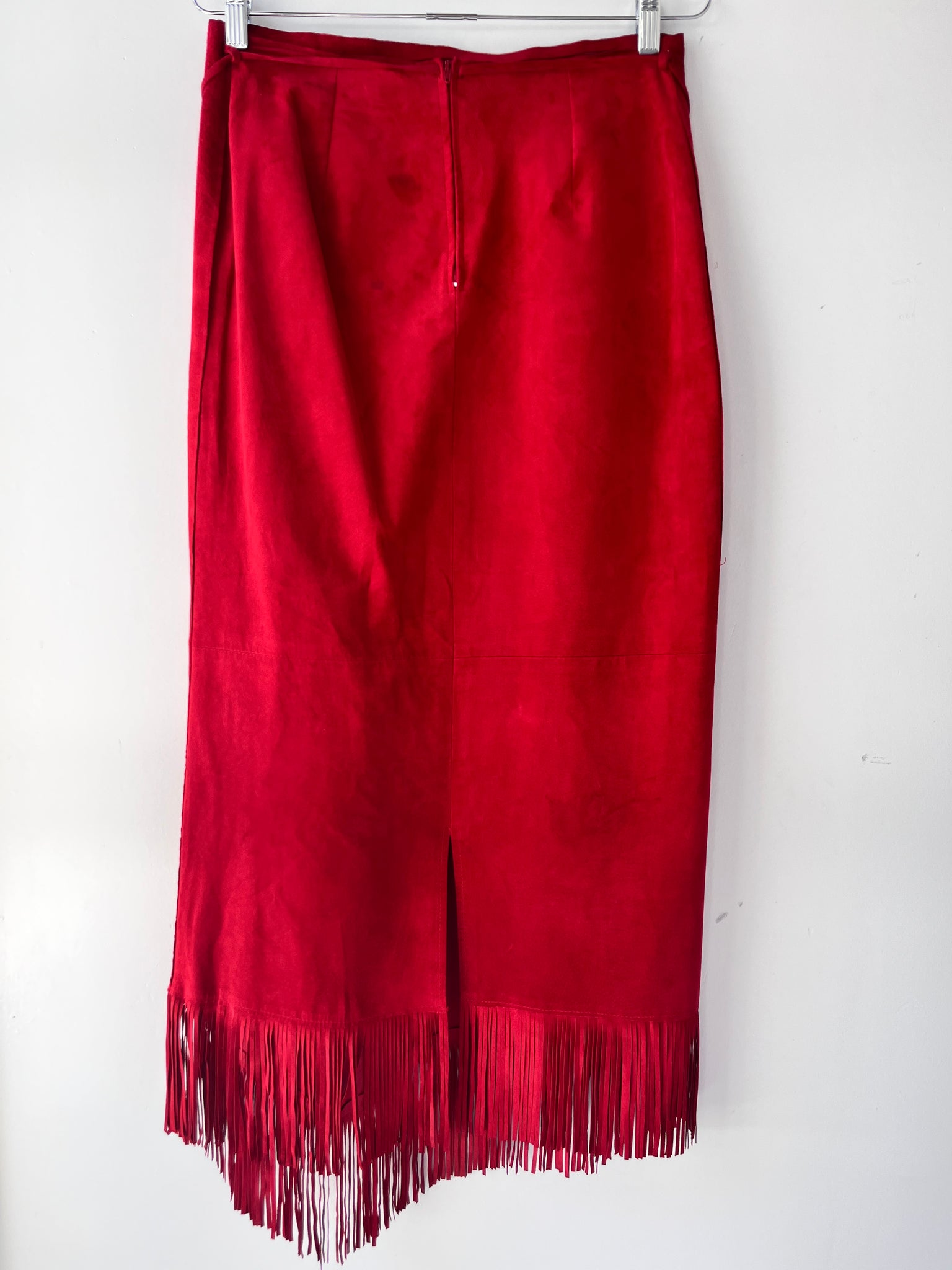 Zebra Leather Red Suede Western Skirt