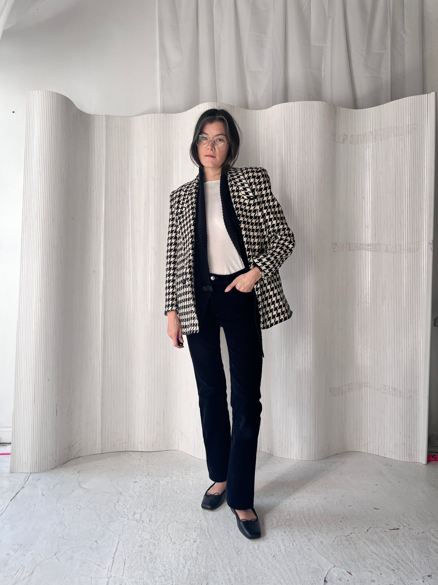 Vintage Wool Houndstooth Blazer