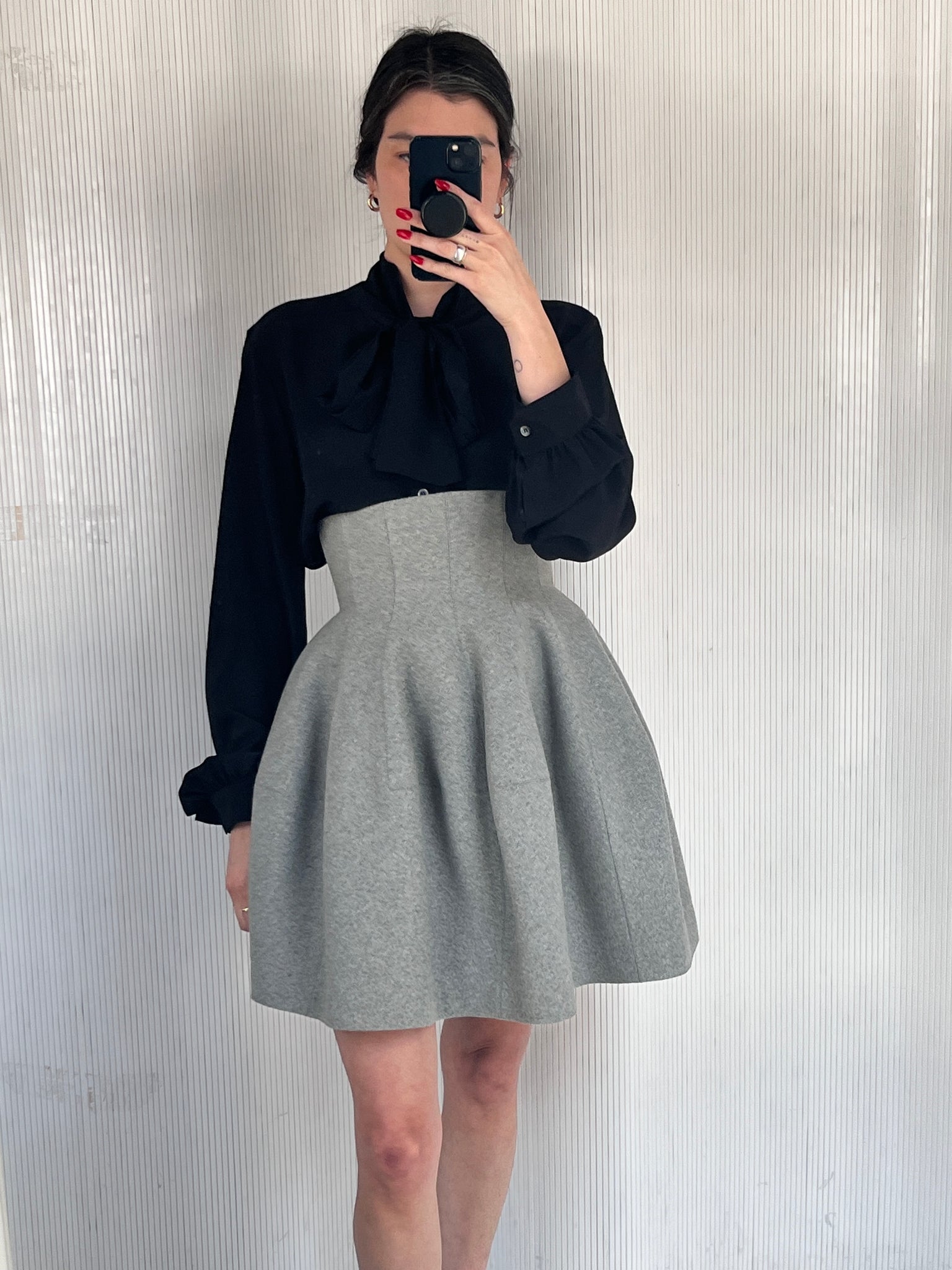 Alaïa gray structured skirt