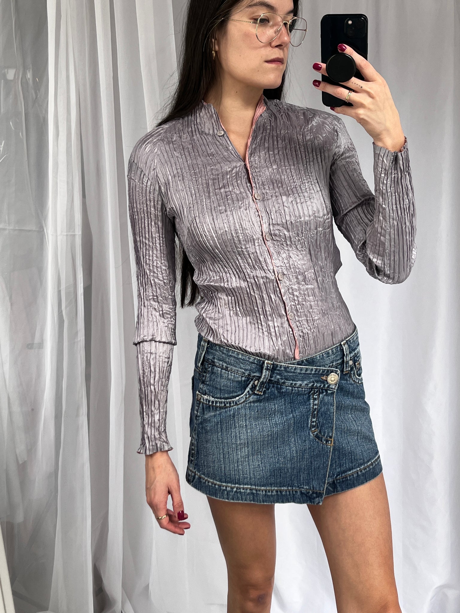 Reversible Pink Micropleat Blouse