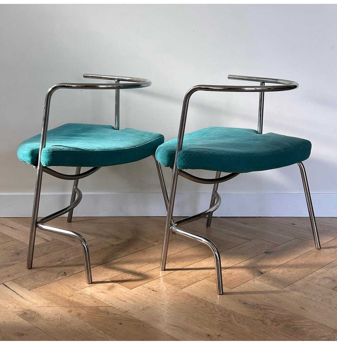 2 Postmodern Italian designer lounge chairs