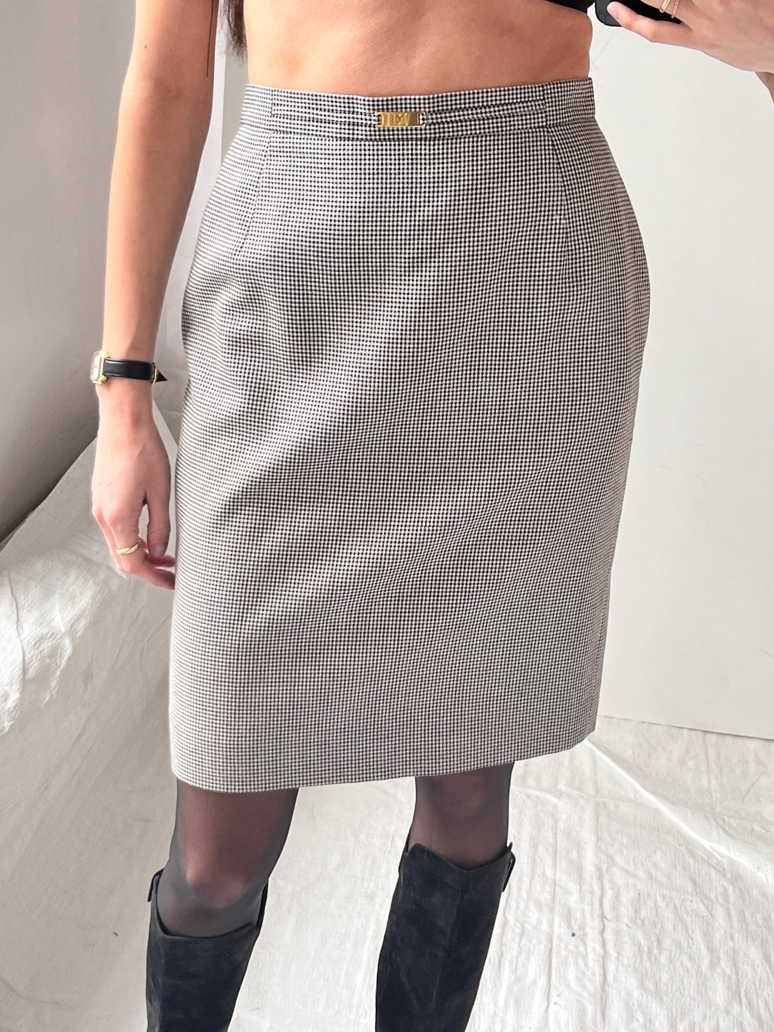 Escada Houndstooth Skirt