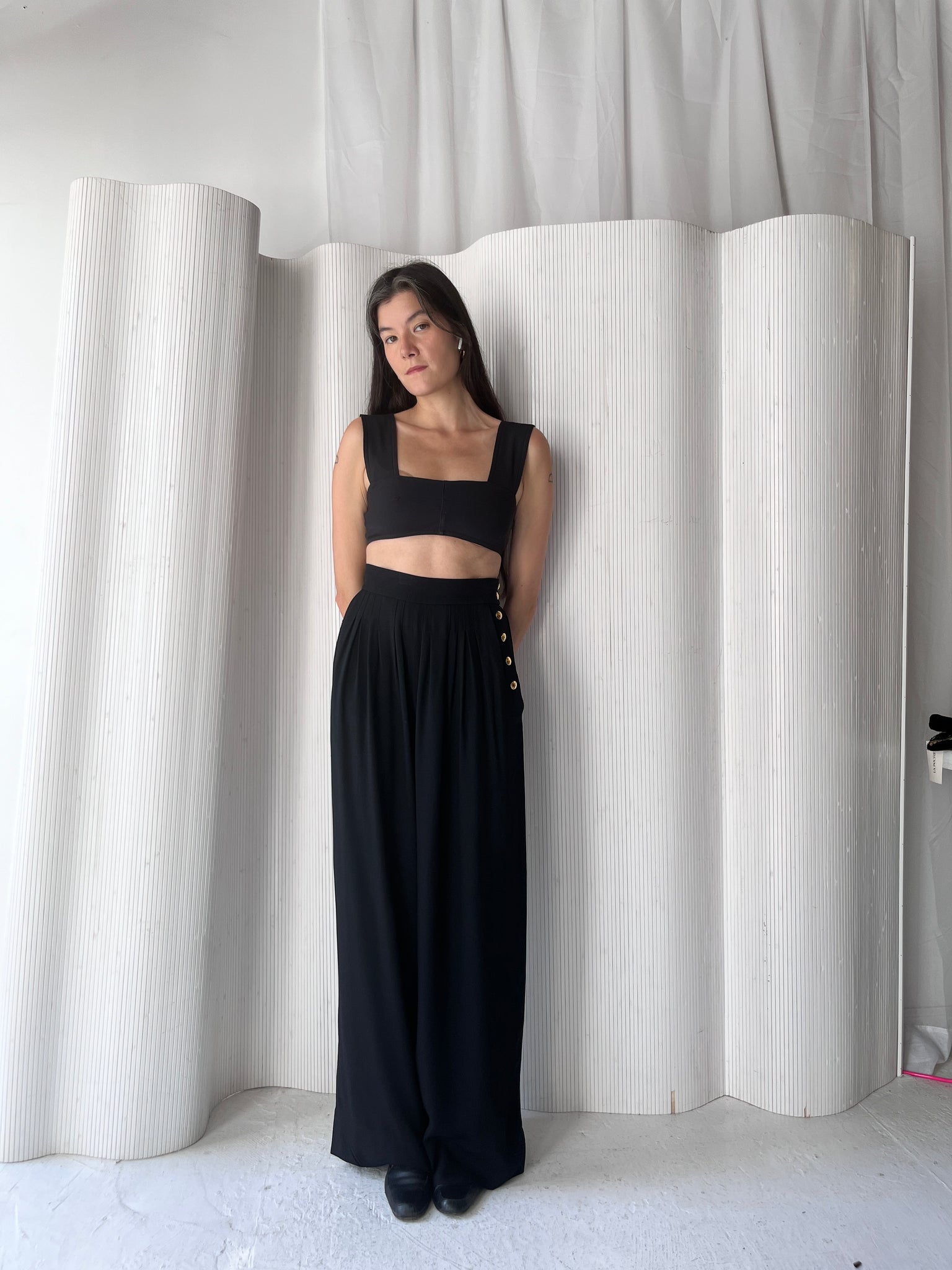 YSL crepe wide leg pants